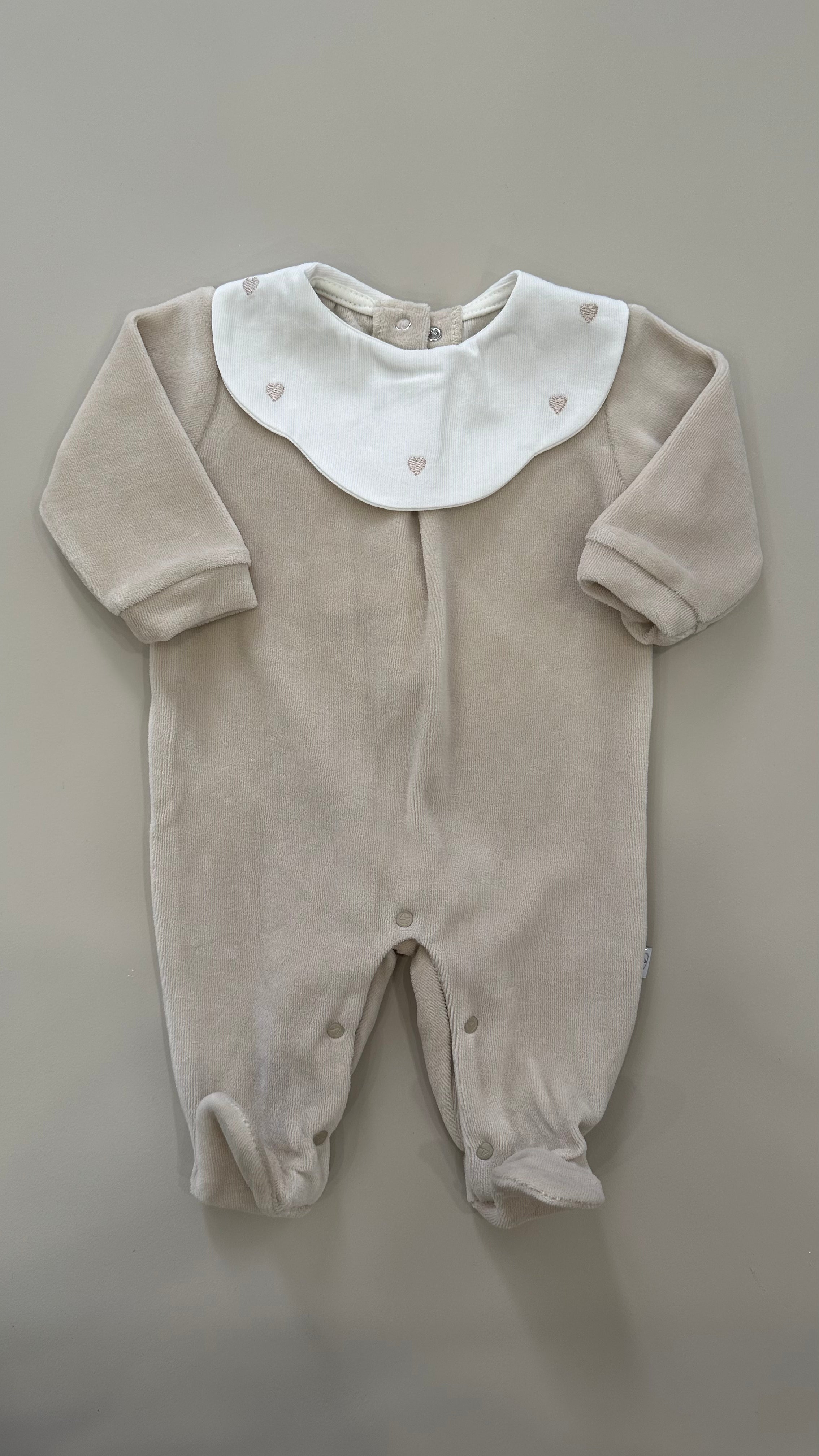 Tutina CINIGLIA COLLETTO CUORICINI - BEIGE