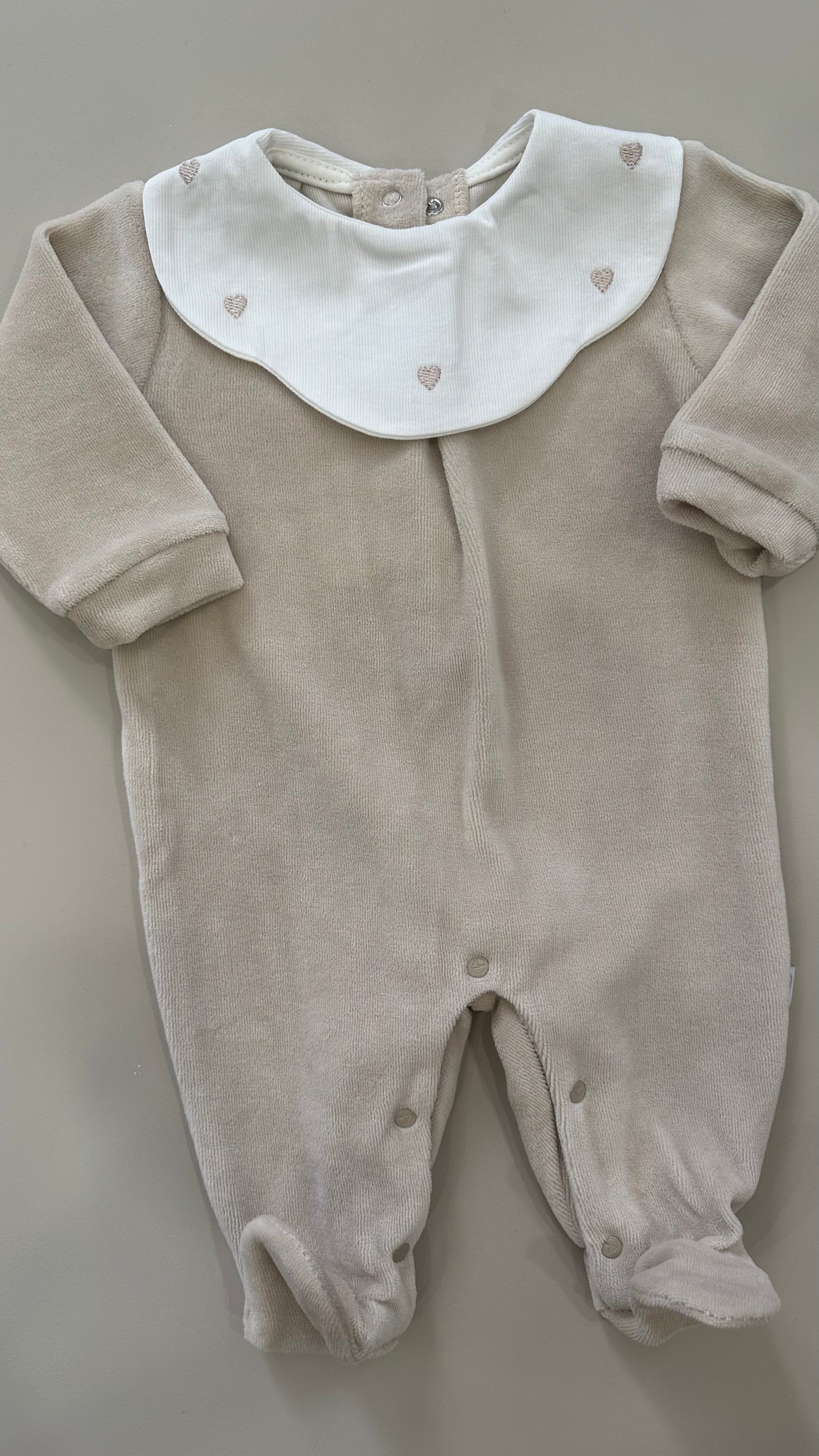 Tutina CINIGLIA COLLETTO CUORICINI - BEIGE
