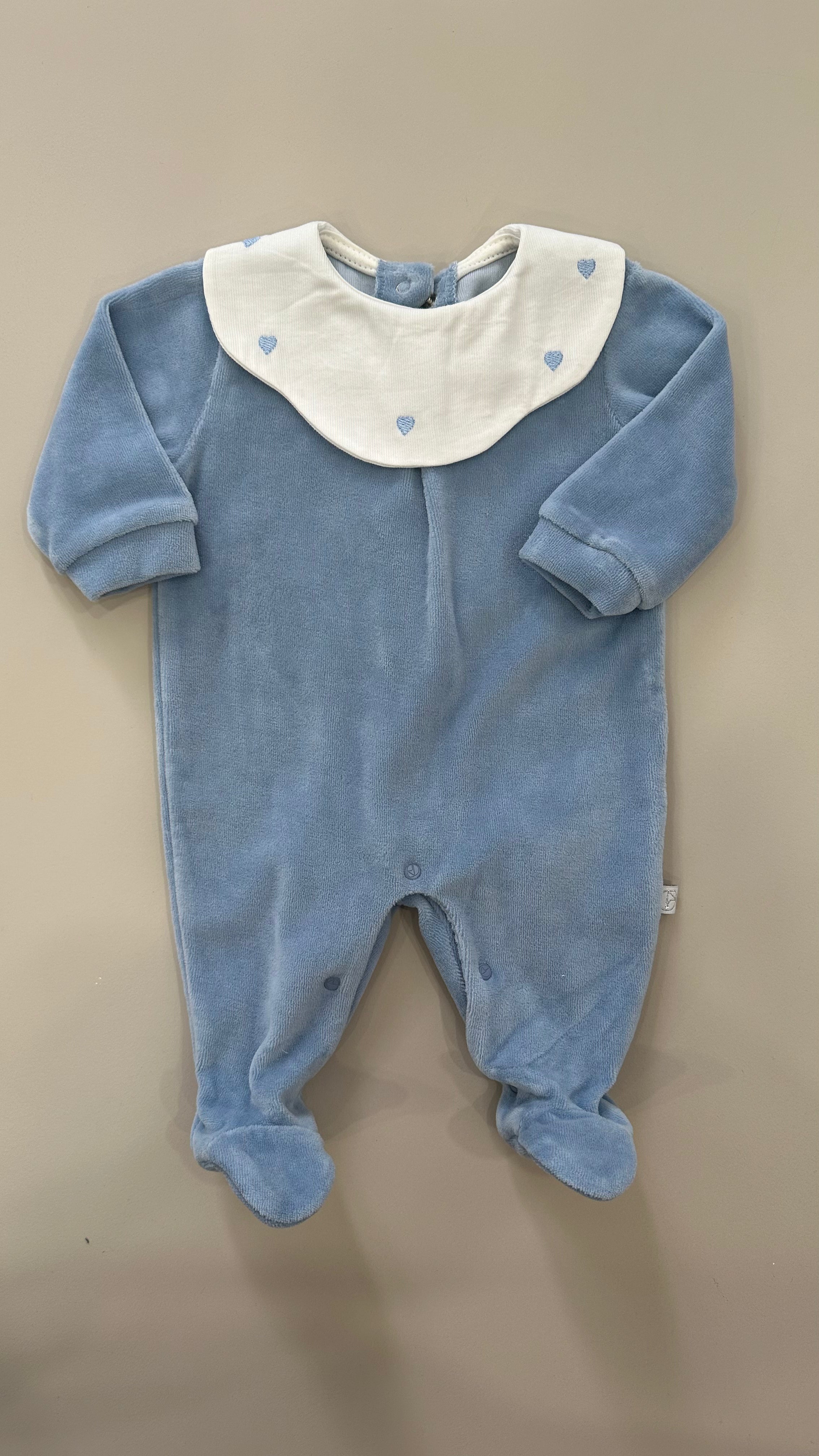 Tutina CINIGLIA COLLETTO CUORICINI - AZZURRO