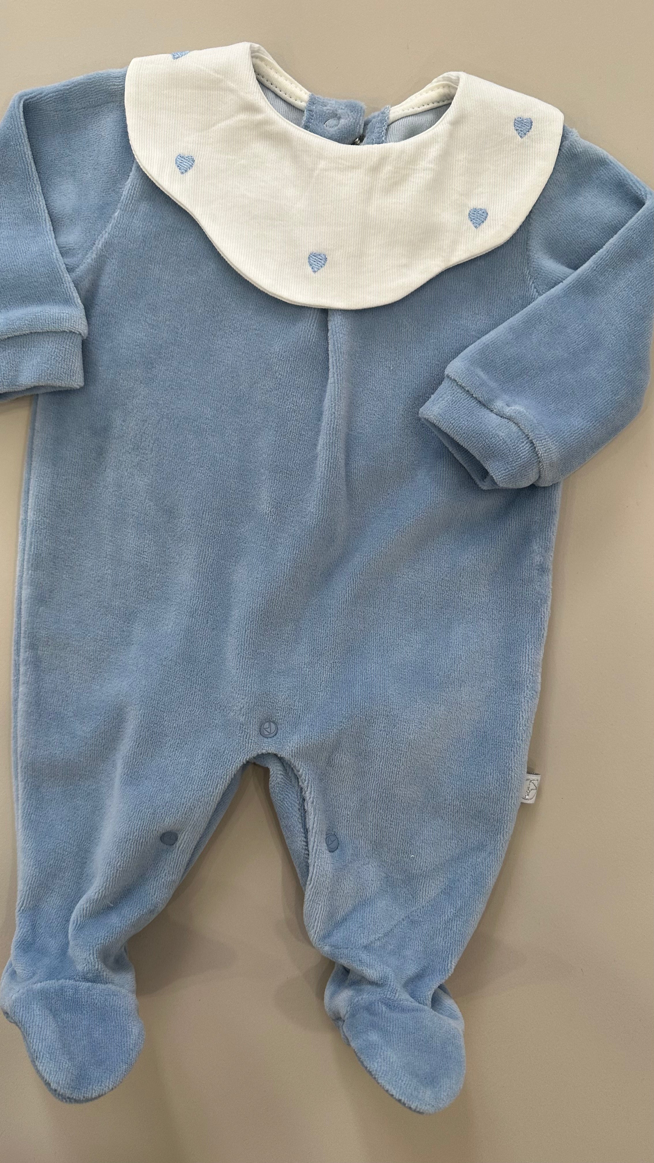 Tutina CINIGLIA COLLETTO CUORICINI - AZZURRO