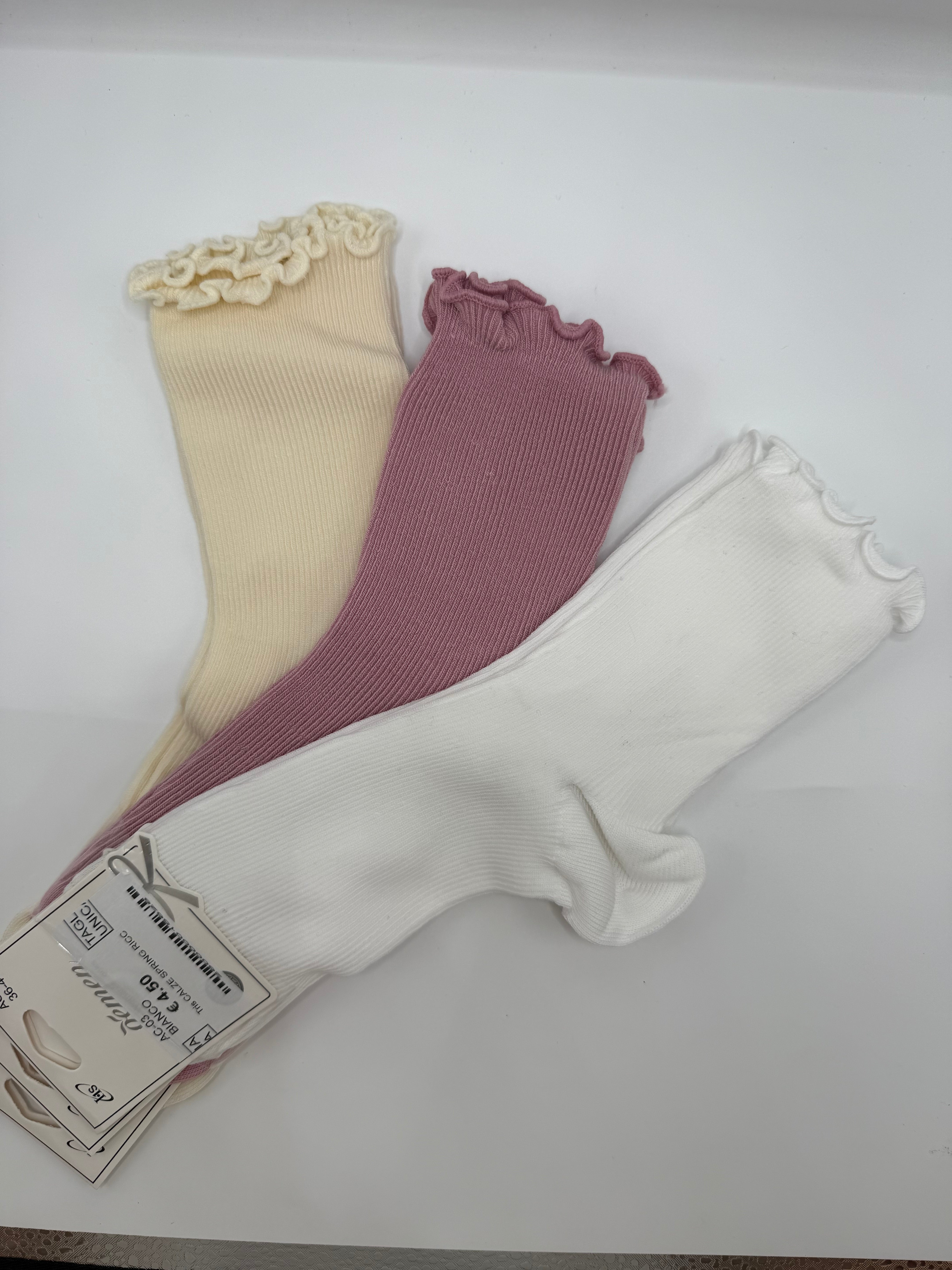 Tris CALZE SPRING RICC - BIANCO