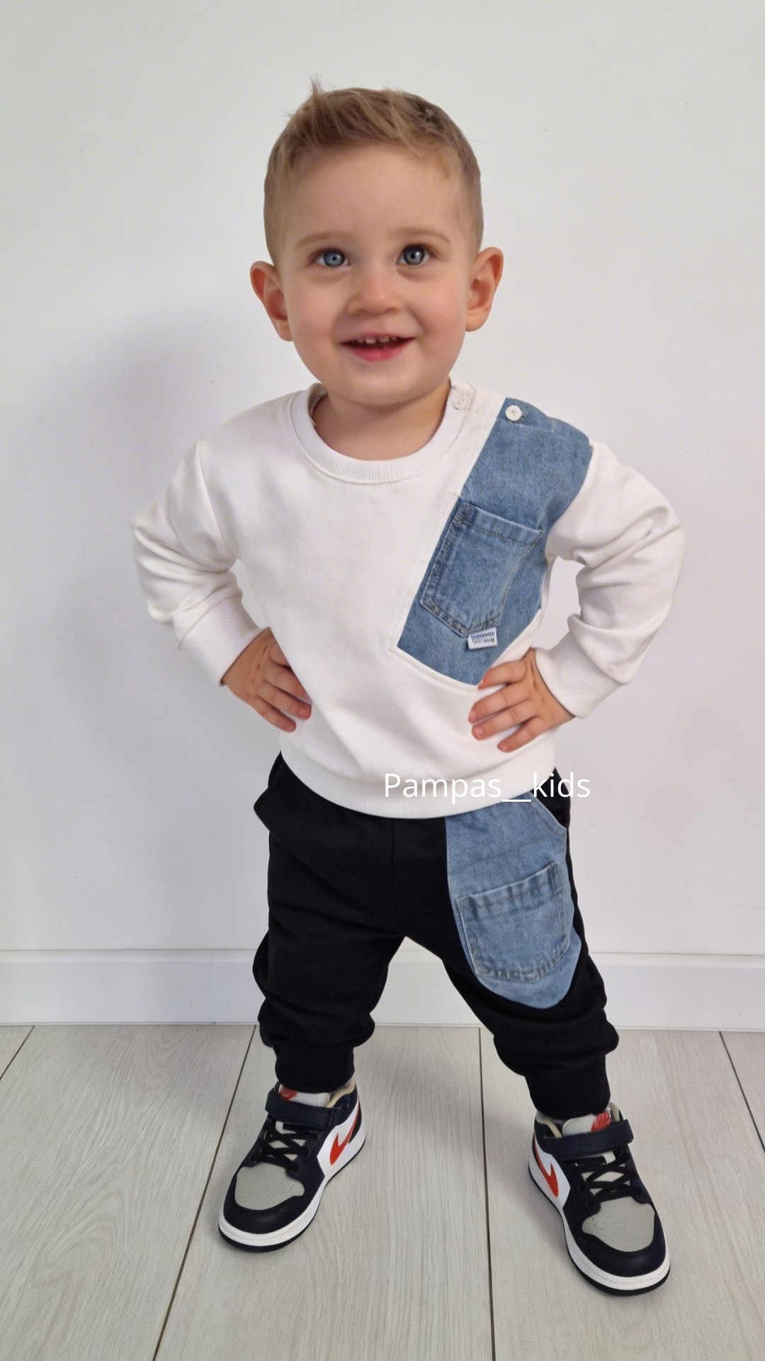 Completo CON INSERTI IN JEANS 12-36M - BIANCO