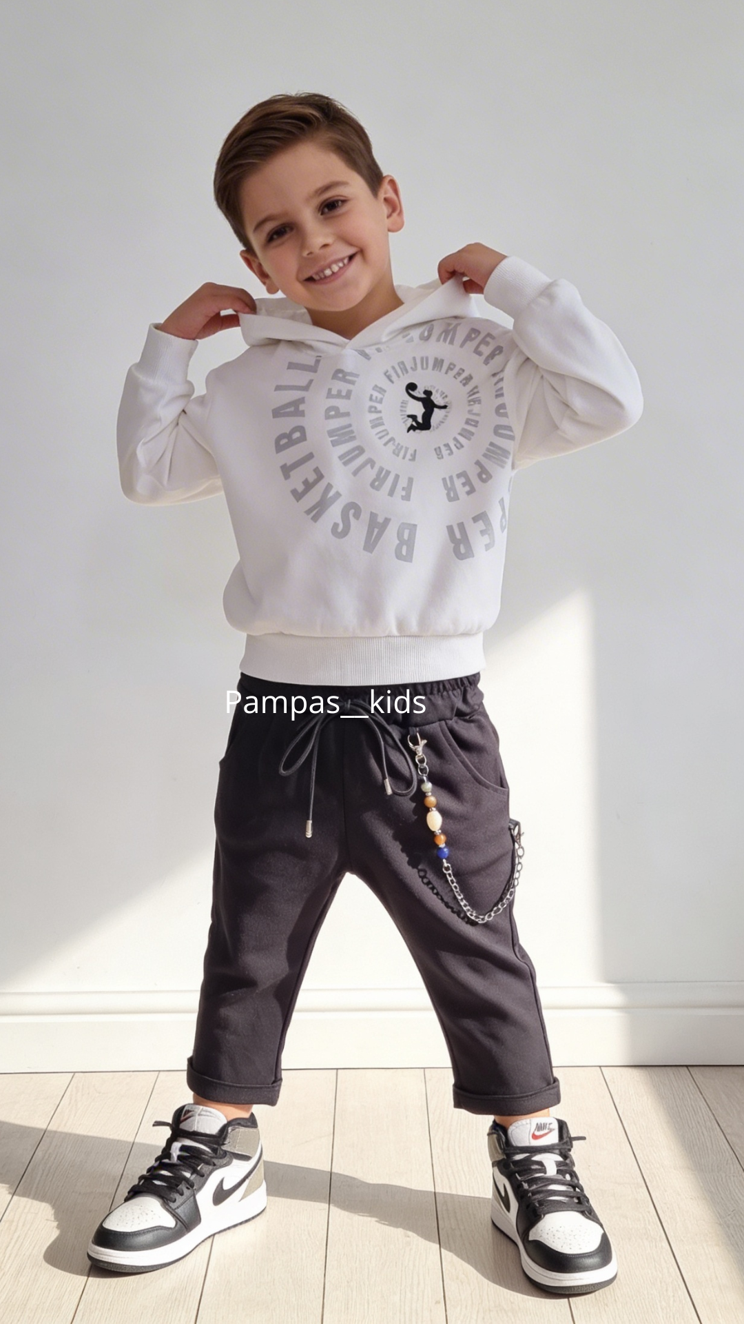 Felpa BASKETBALL 4-12A - BIANCO