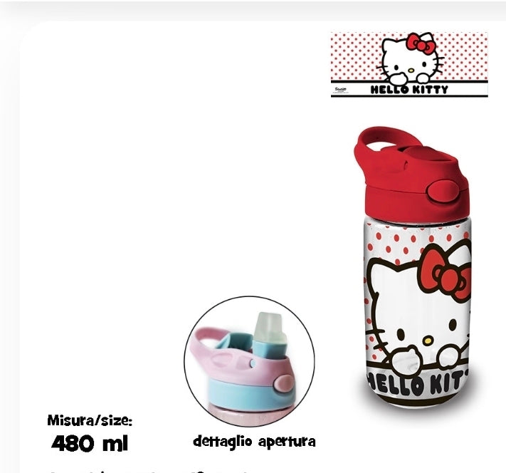 Borraccia CON CANNUCCIA HELLO KITTY 480 ml - ROSSO