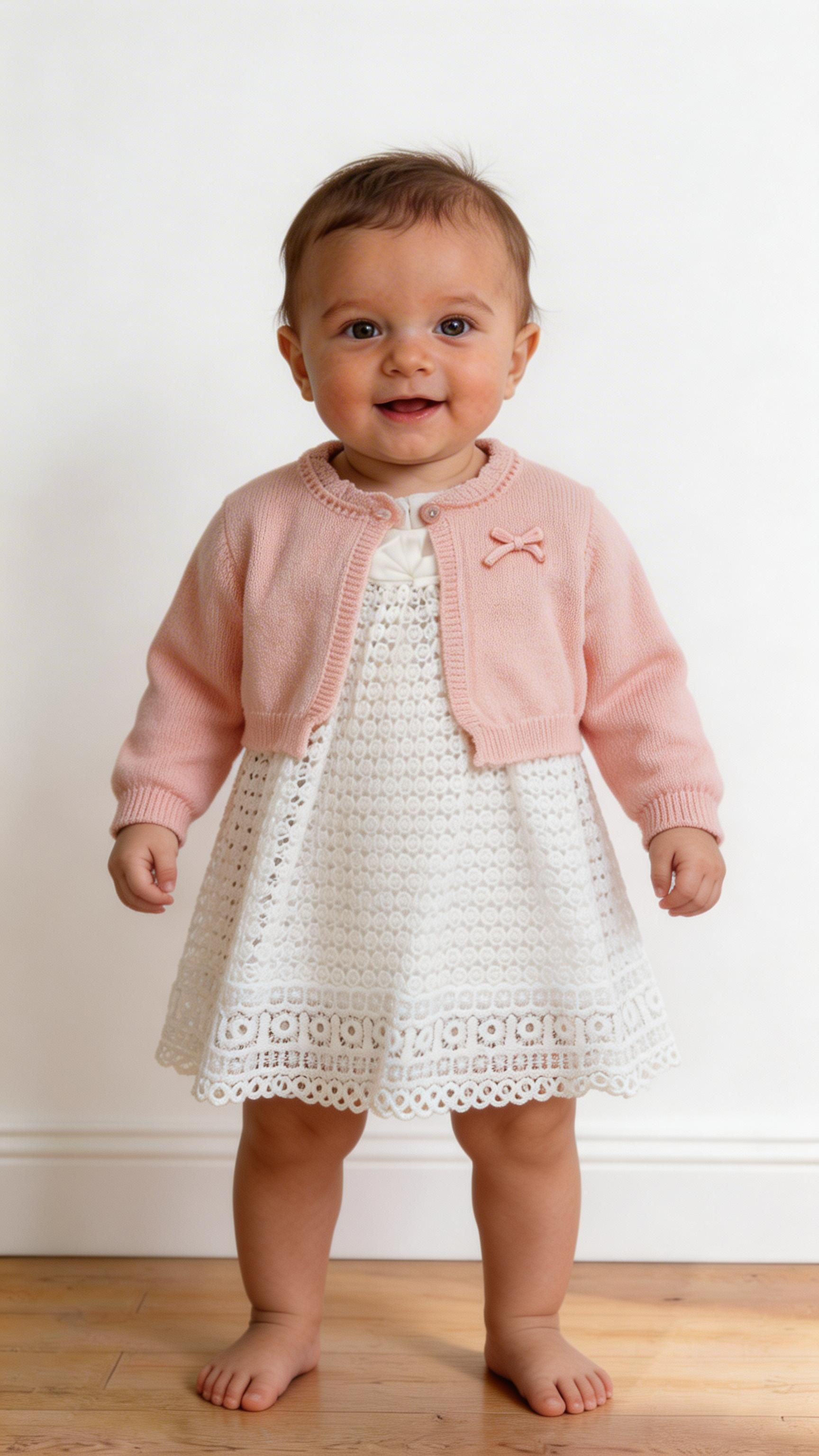 Vestitino CON CARDIGAN 3-18M - BIANCO