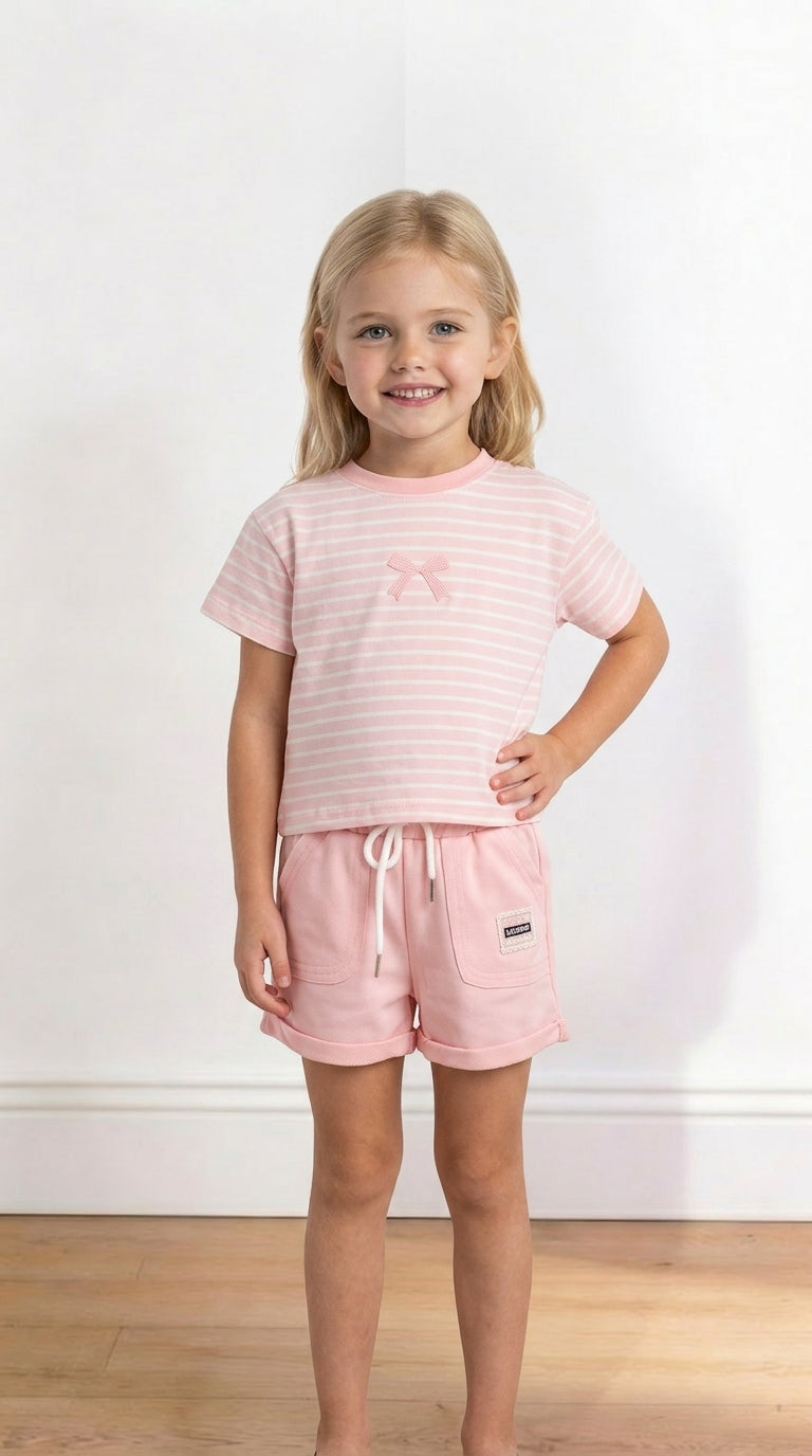 Completino RIGHE FOCCO 4-14A - ROSA