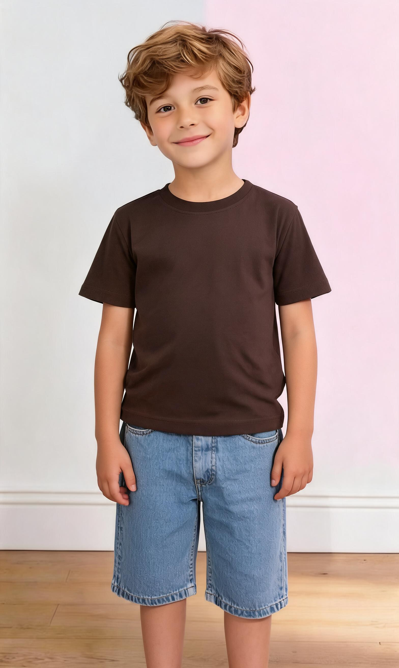 T-shirt BASIC BOY 3-8A - MARRONE