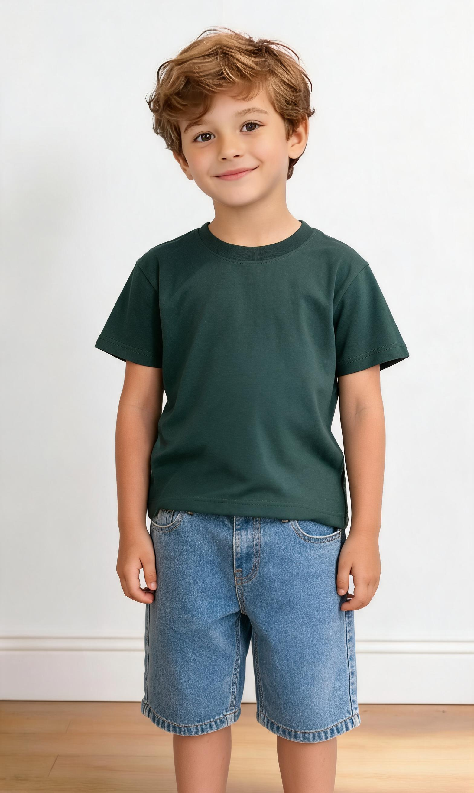 T-shirt BASIC BOY 3-8A - VERDE SCURO