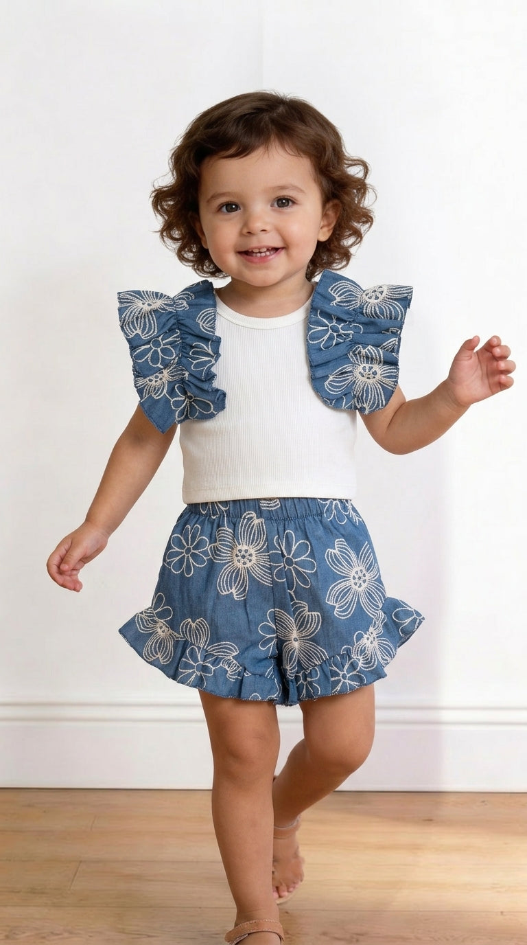 Coordinato FIOR DI JEANS 6-36M - BIANCO