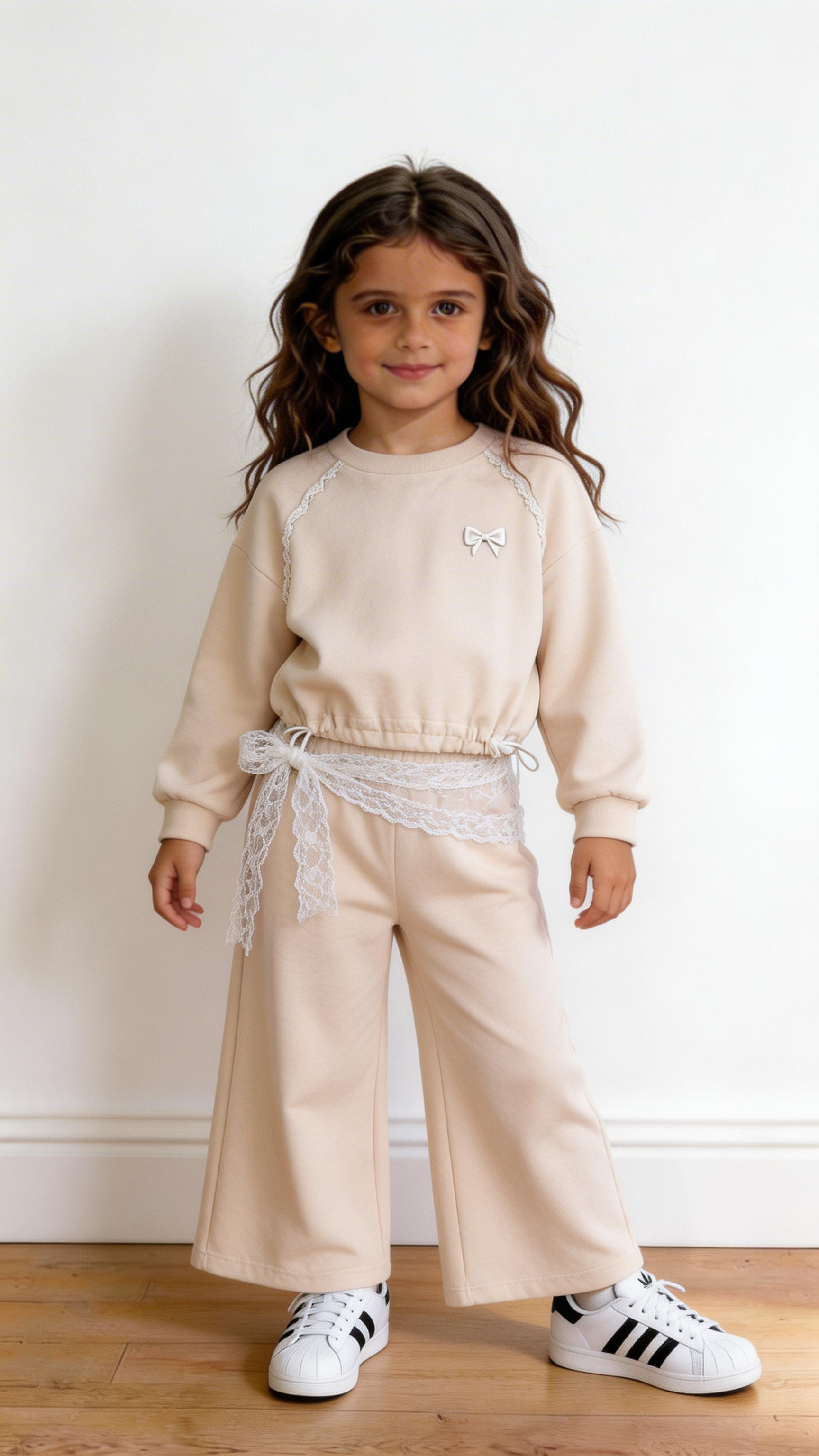 Tuta FIOCCO CON PIZZO 3-12A - BEIGE