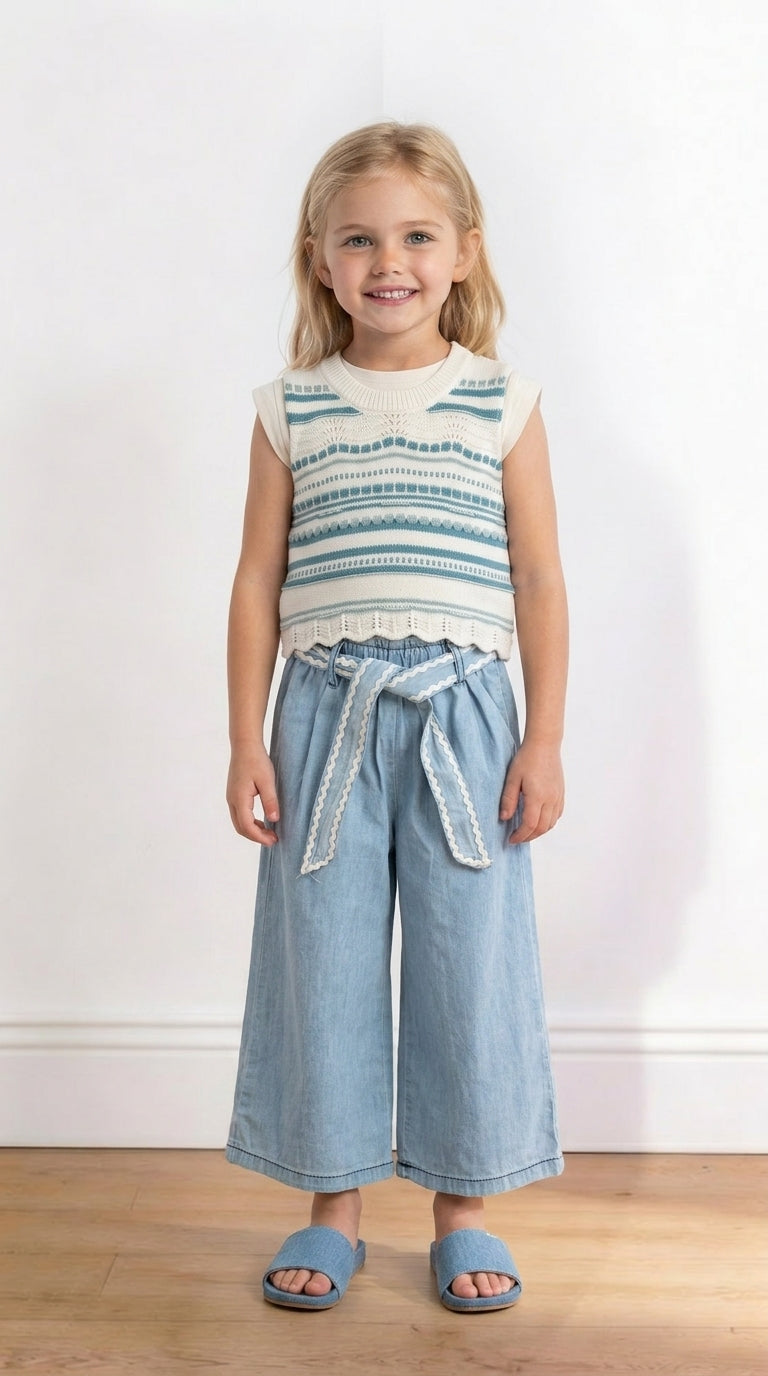 Pantalone JEANS PALAZZO 4-14A - JEANS