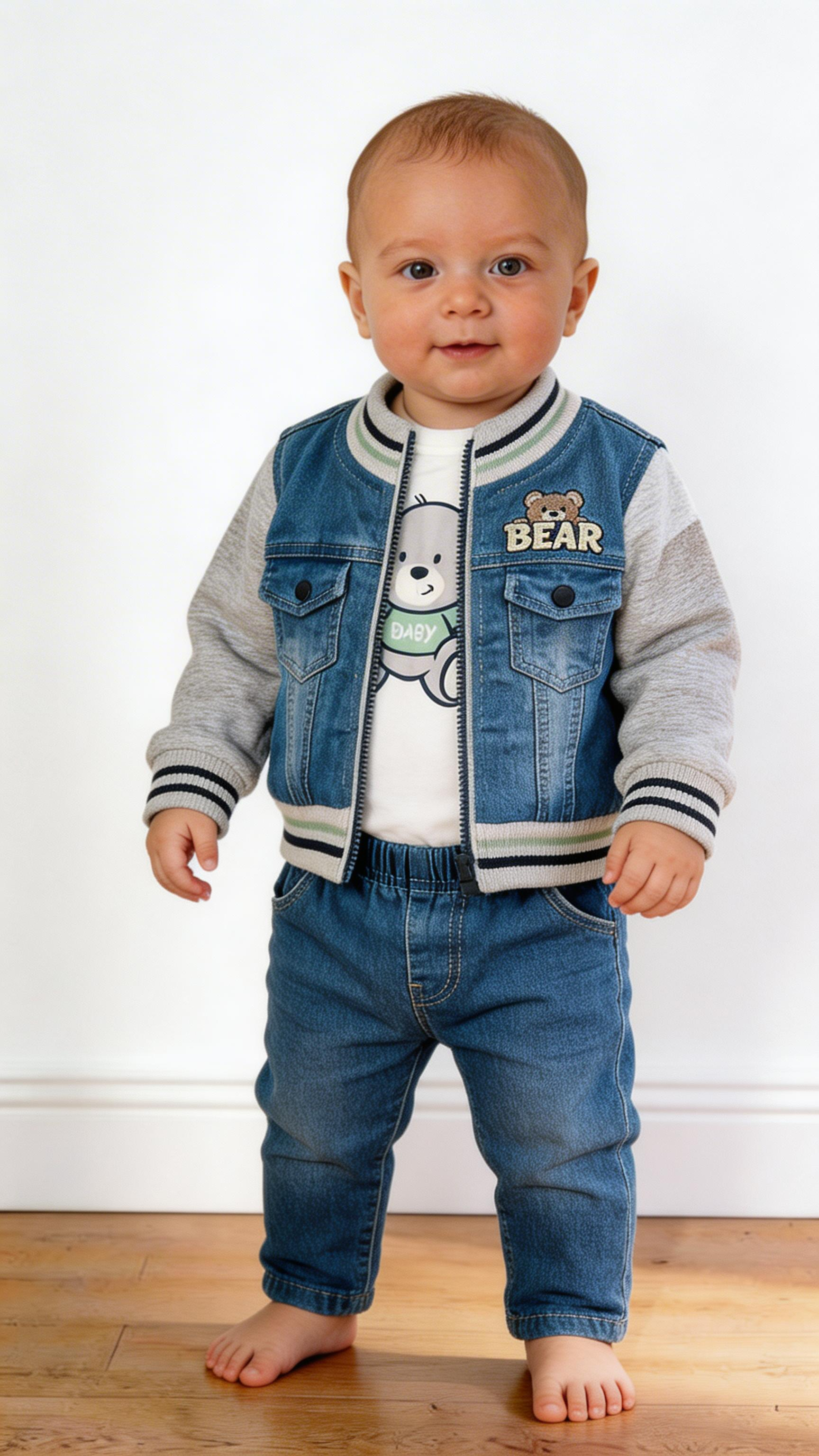 Completo IN JEANS BEAR-3-18M - GRIGIO
