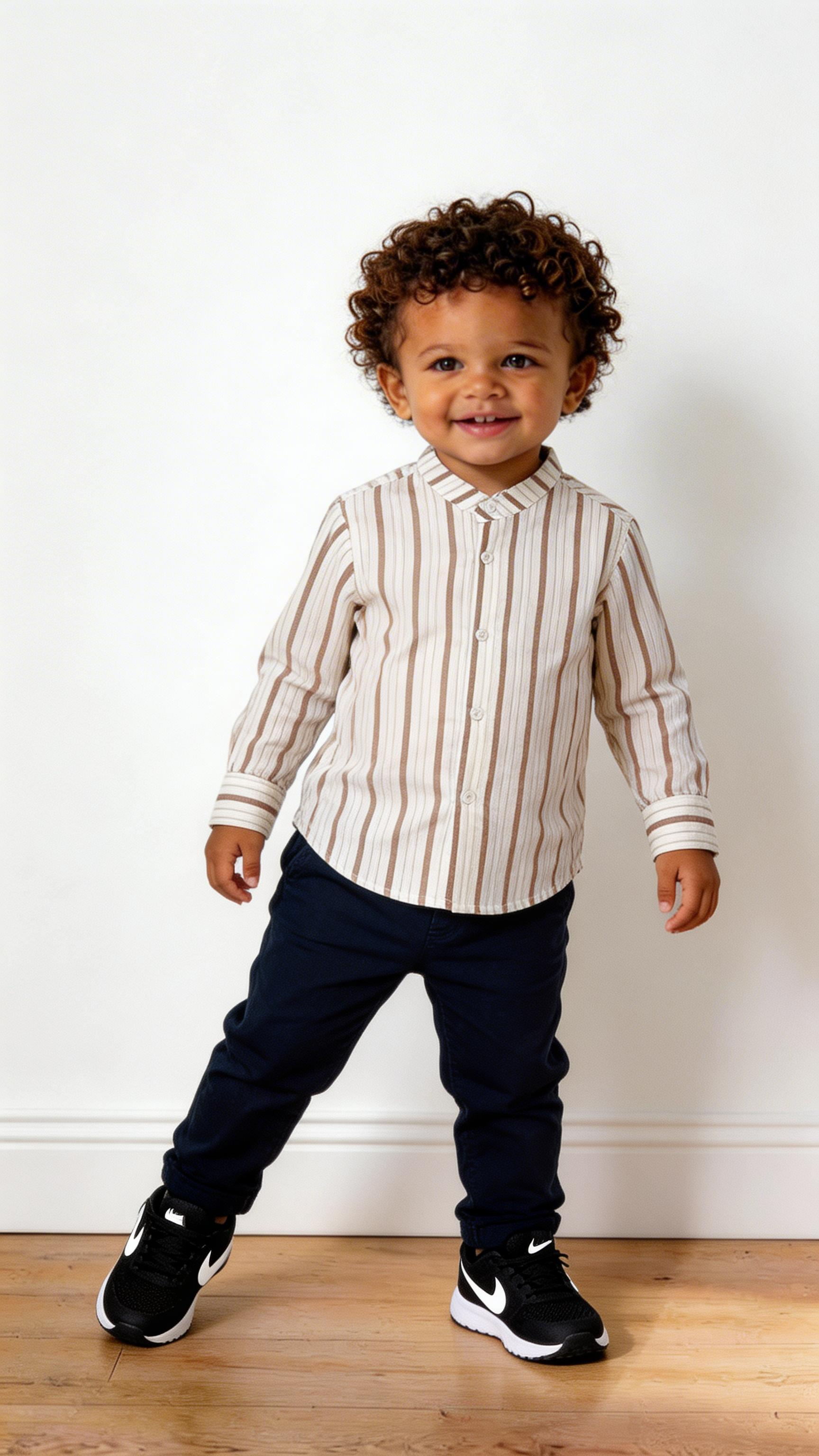 Camicia RIGHE 12-36M - MARRONE