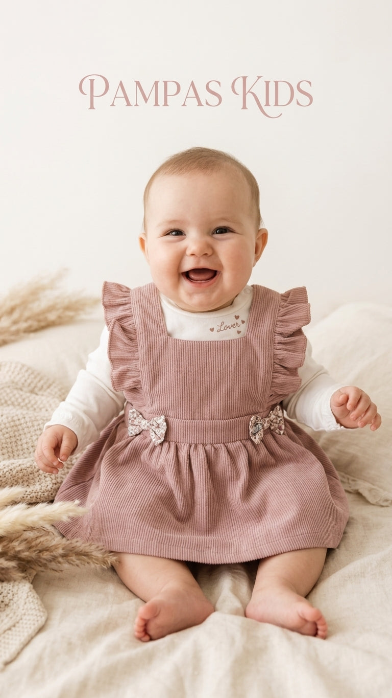 Vestitino IN VELLUTO FIOCCHI 6-24M - ROSA