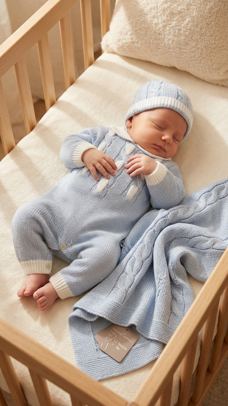 Set NASCITA TRECCIA BICOLOR - AZZURRO