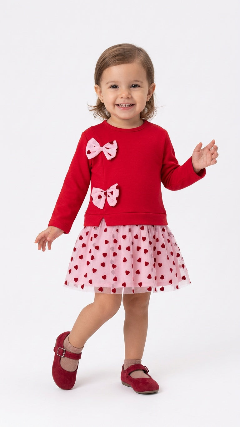 Vestitino FIOCCHETTI POIS - ROSSO