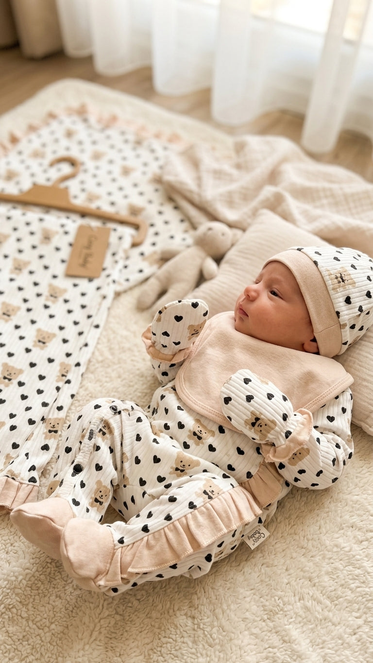 Set TUTINA 5PZ CON SCIALLE 0-3 - BEIGE