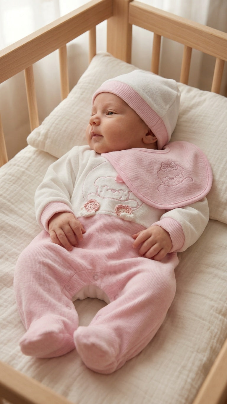 Set TUTINA + BAVETTA + CAPPELLINO - ROSA