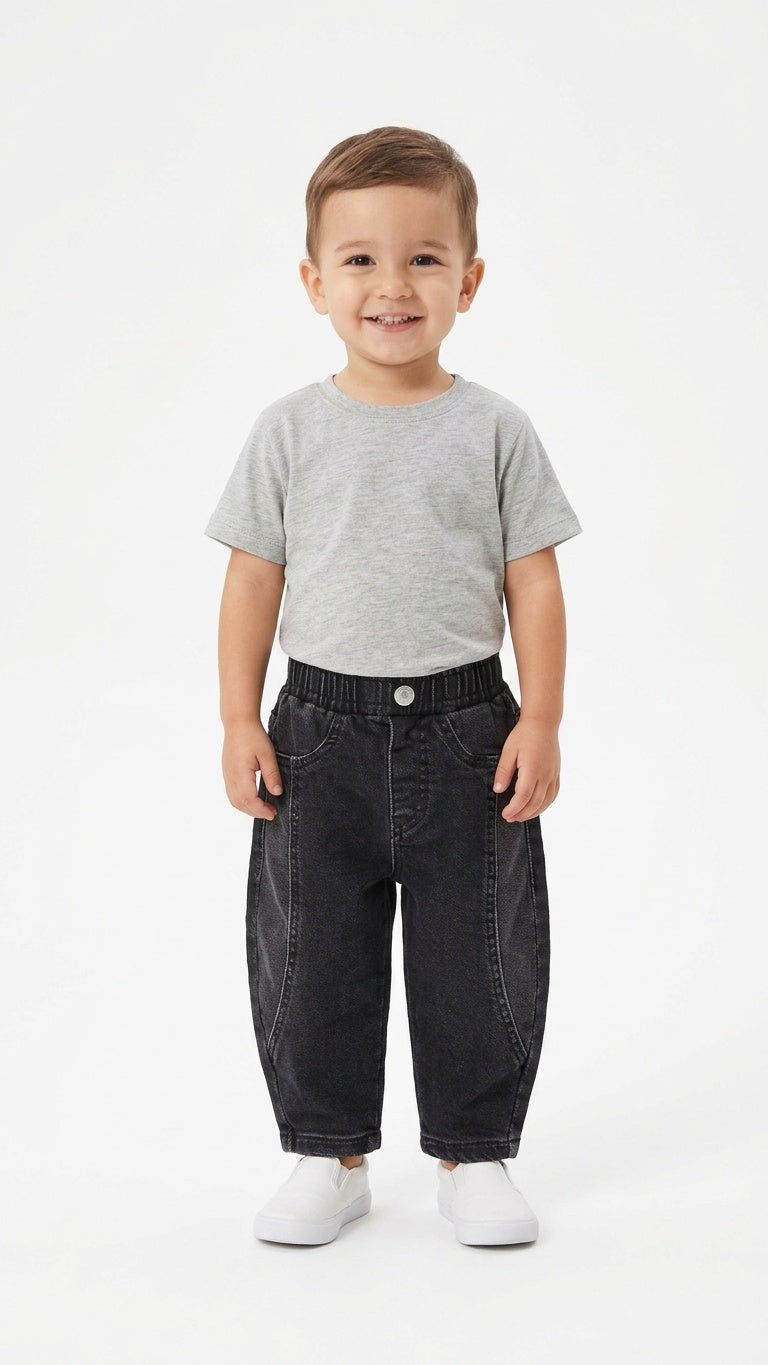 Jeans BALLON CON ELASTICO 12-36M - NERO