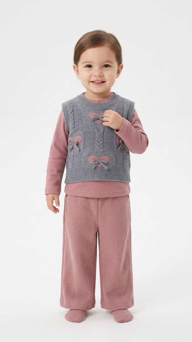 Completo 3 pz CON GILET FIOCCHI 1-5A - ROSA