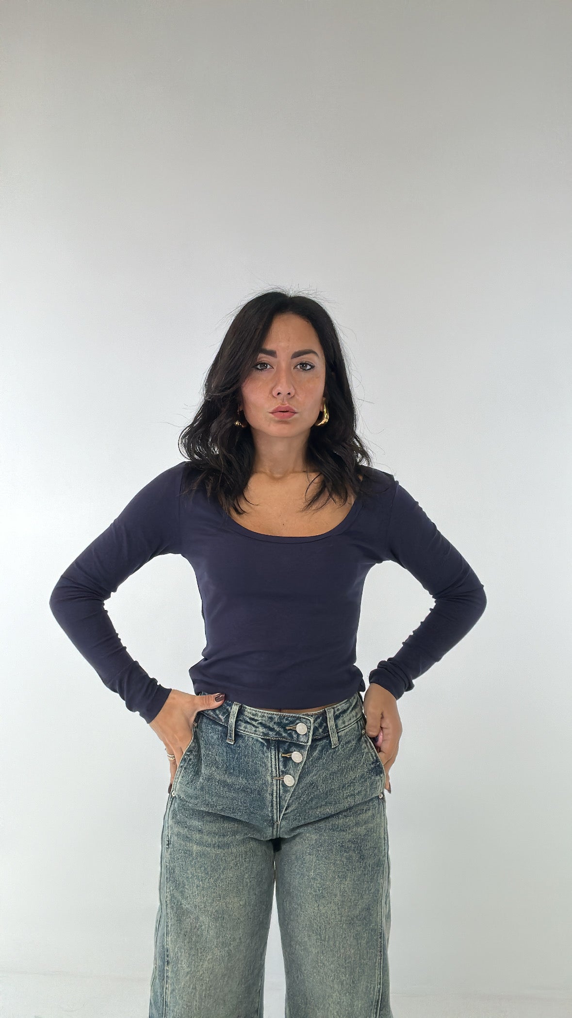Maglia SCOLLO TONDO LUNGA - BLU