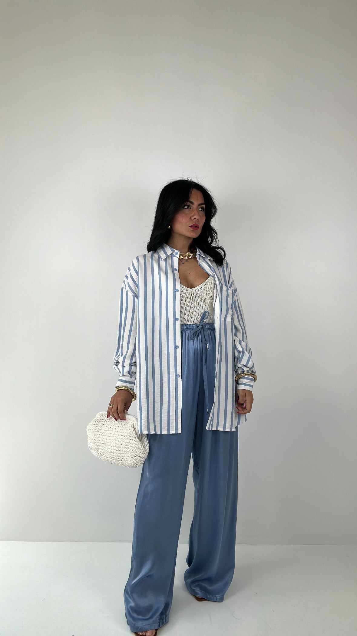 Pantalone SATIN - AZZURRO