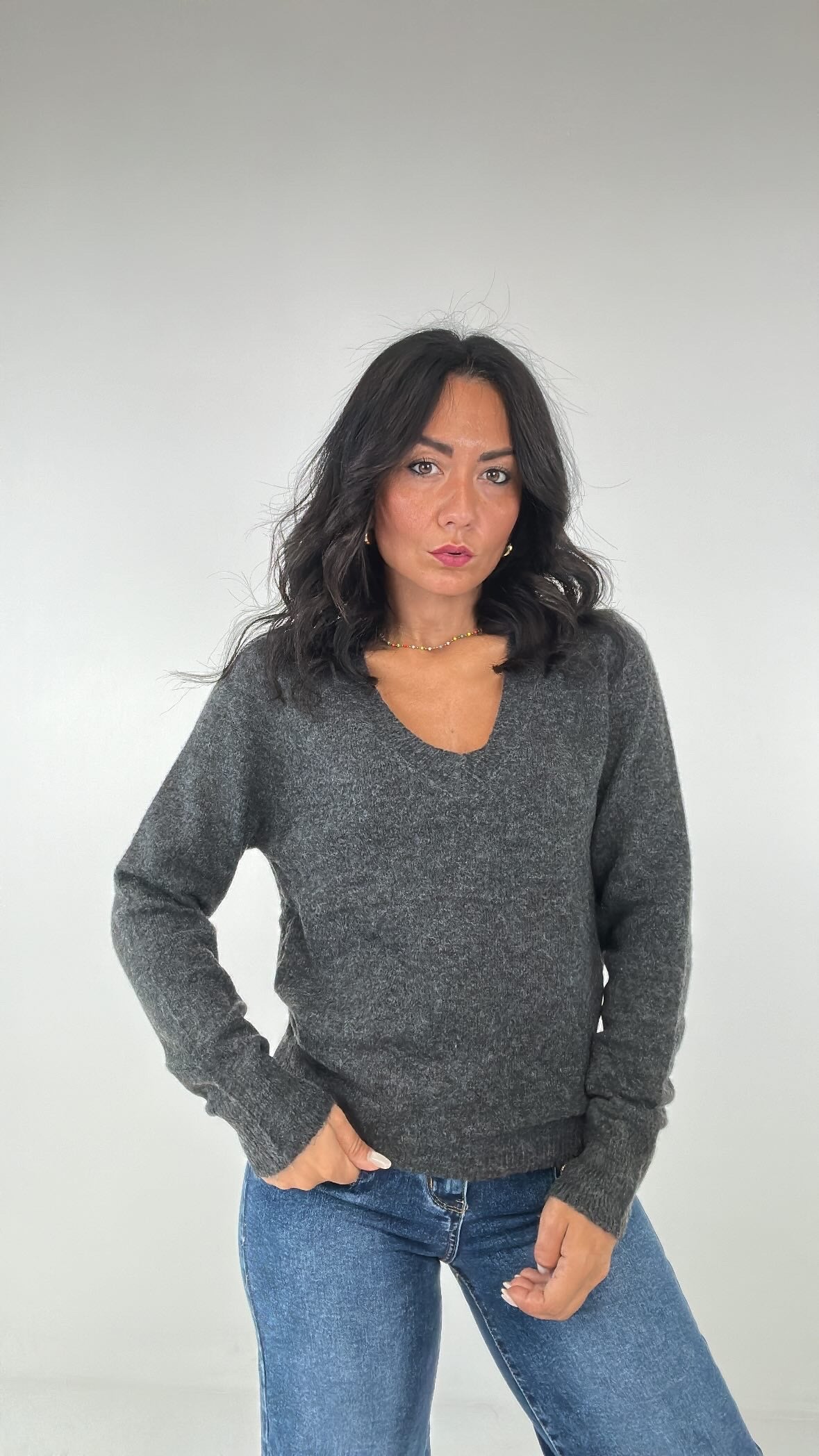 Pull V NEW - GRIGIO SCURO