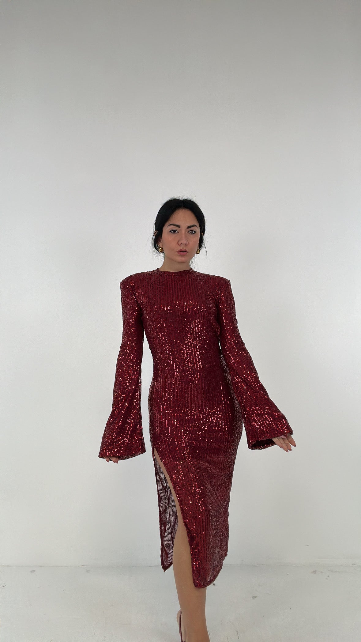 Abito PAILLETTES SCOLLO DIETRO - BORDEAUX