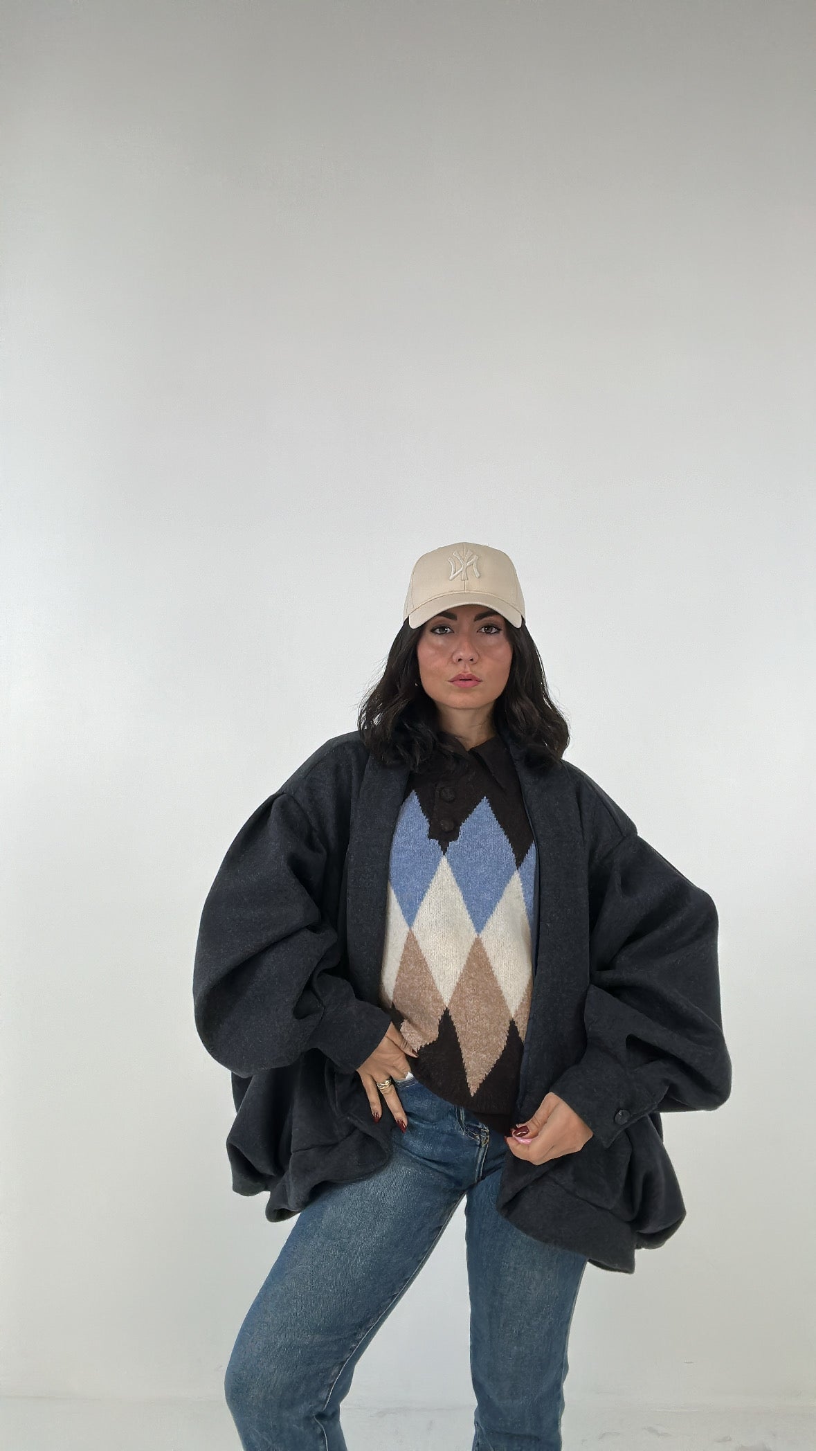 Cappotto OVER SCIALLATO - BLU