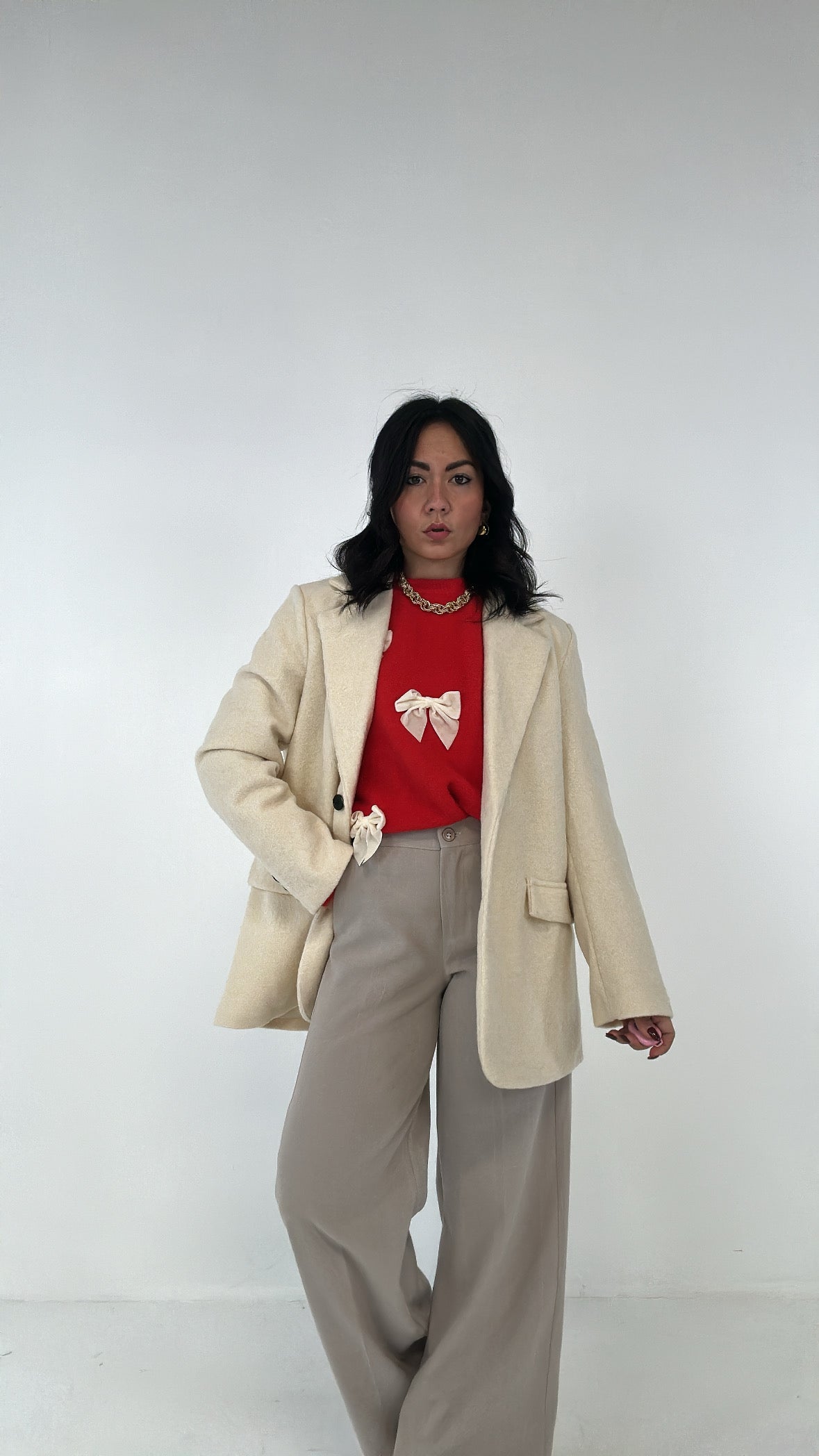 Pantalone GESSATO IN PANNO - PANNA