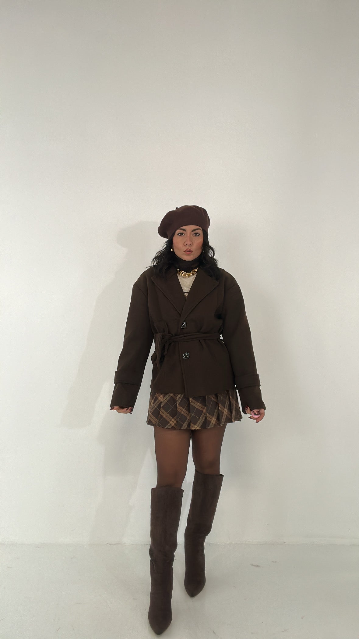 Cappotto CON CINTURA CORTO - MARRONE