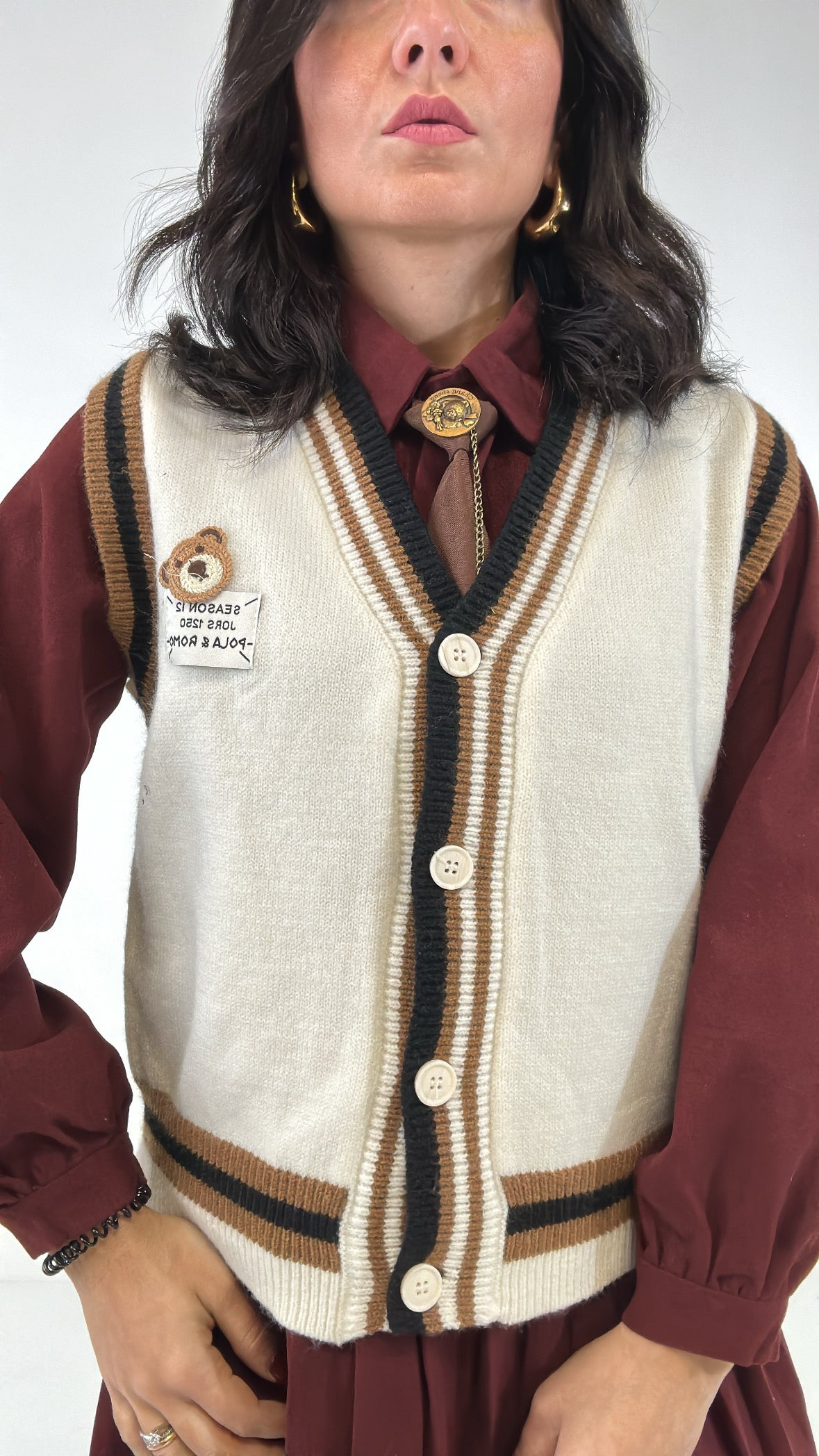 Camicione PLISSE' CON GILET - BORDEAUX