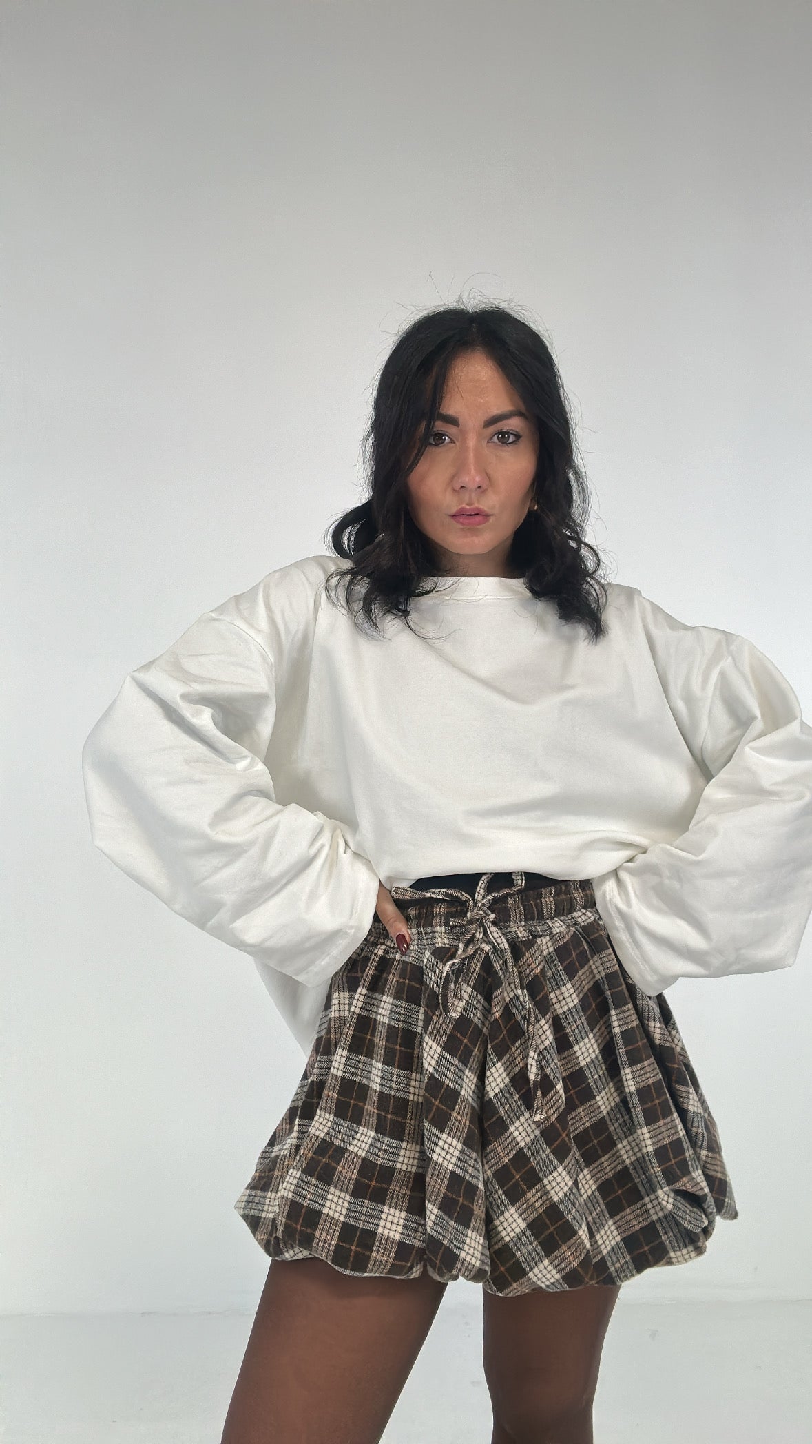 Gonna PALLONCINO A QUADRI - MARRONE