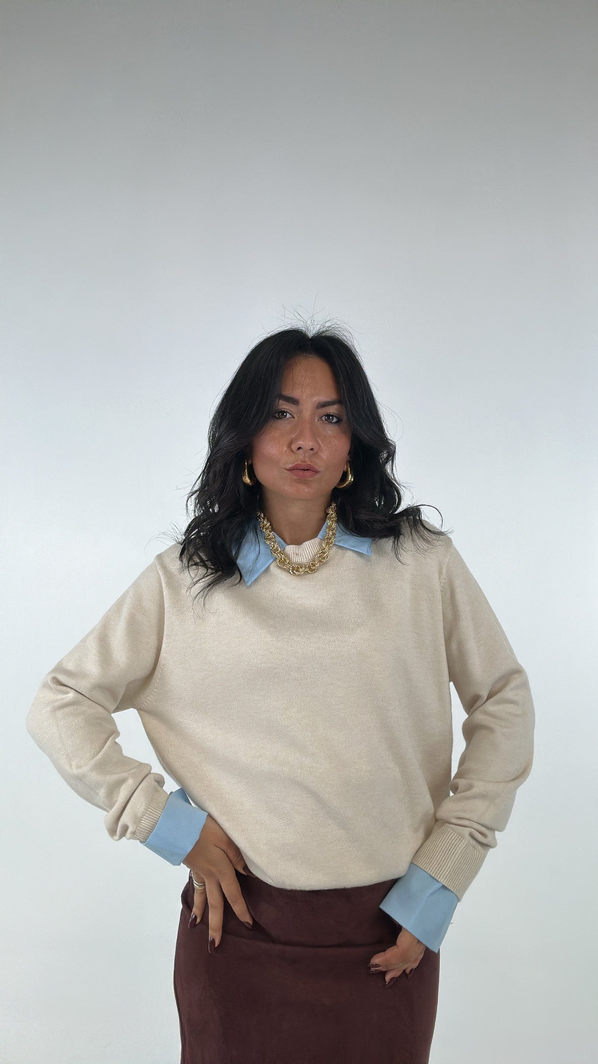 Pull CON COLLETTO - BEIGE