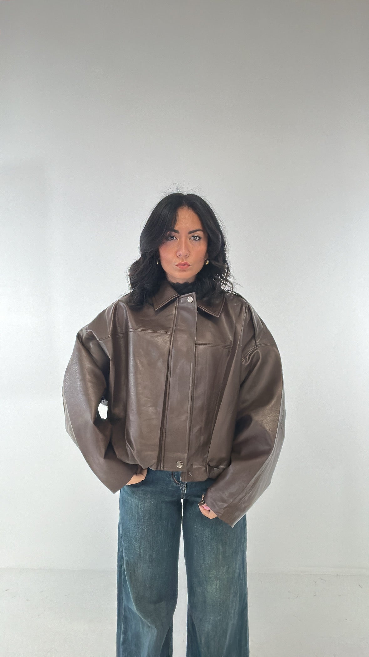 Bomber ECOPELLE COLLETTO - MARRONE