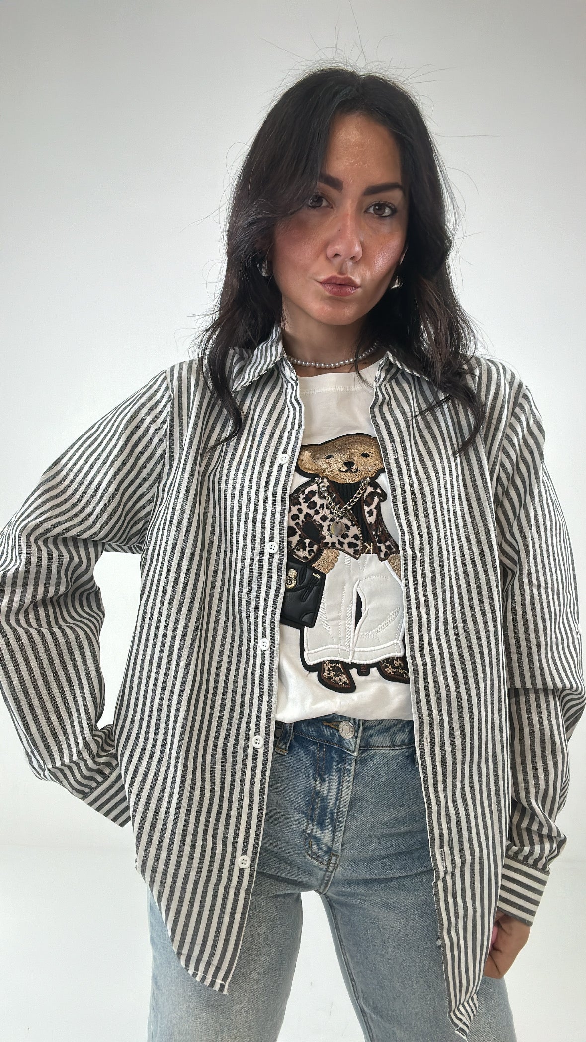 Camicia RIGHE C - NERO