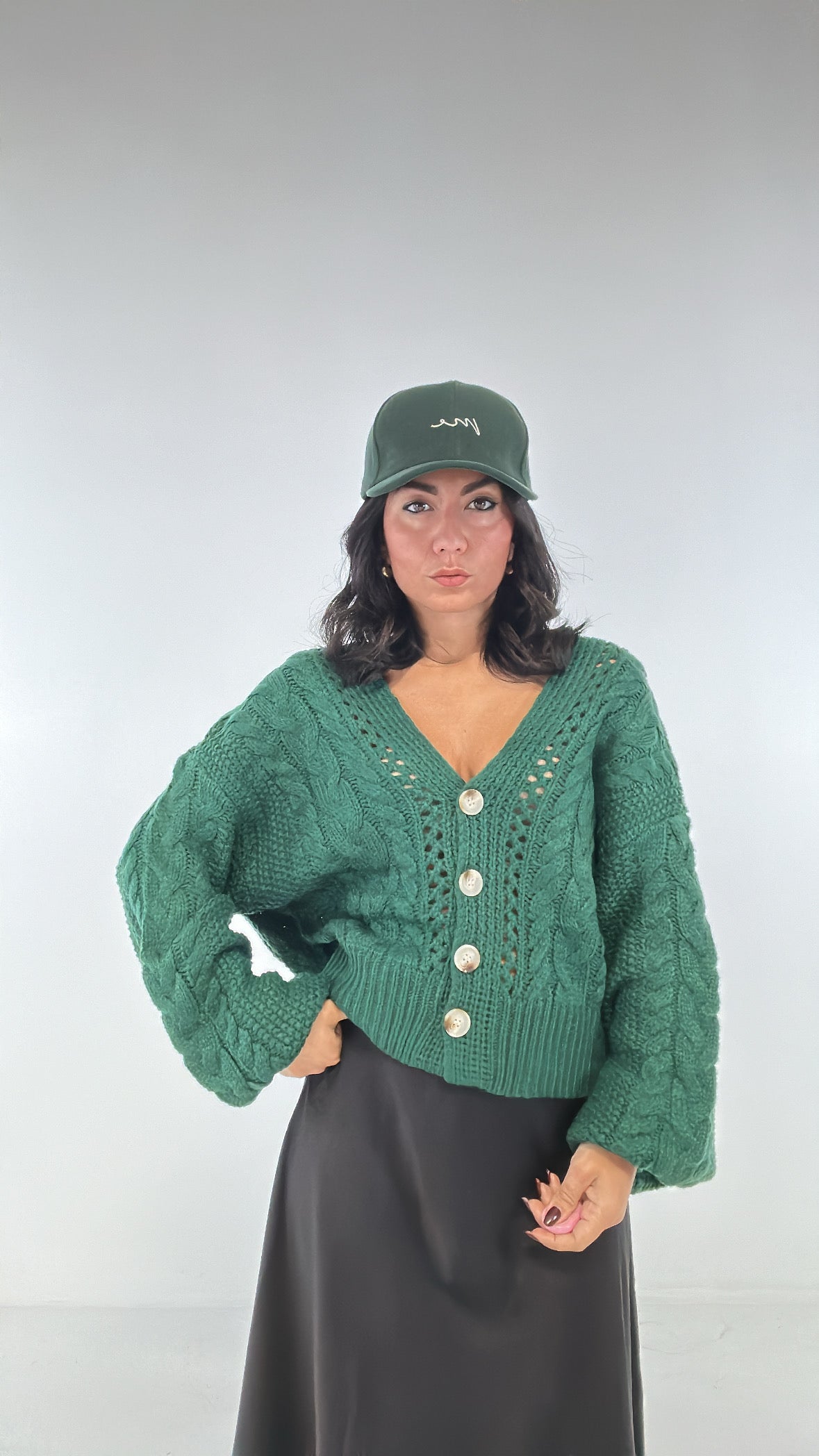Cardigan TRECCE WIN - VERDE