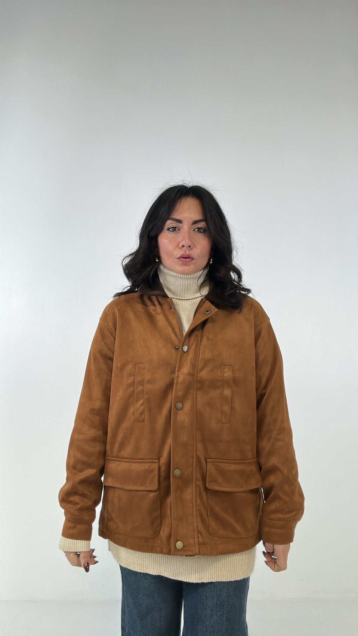 Giubbino CAMOSCIO E COLLO IN VELLUTO - CAMMELLO