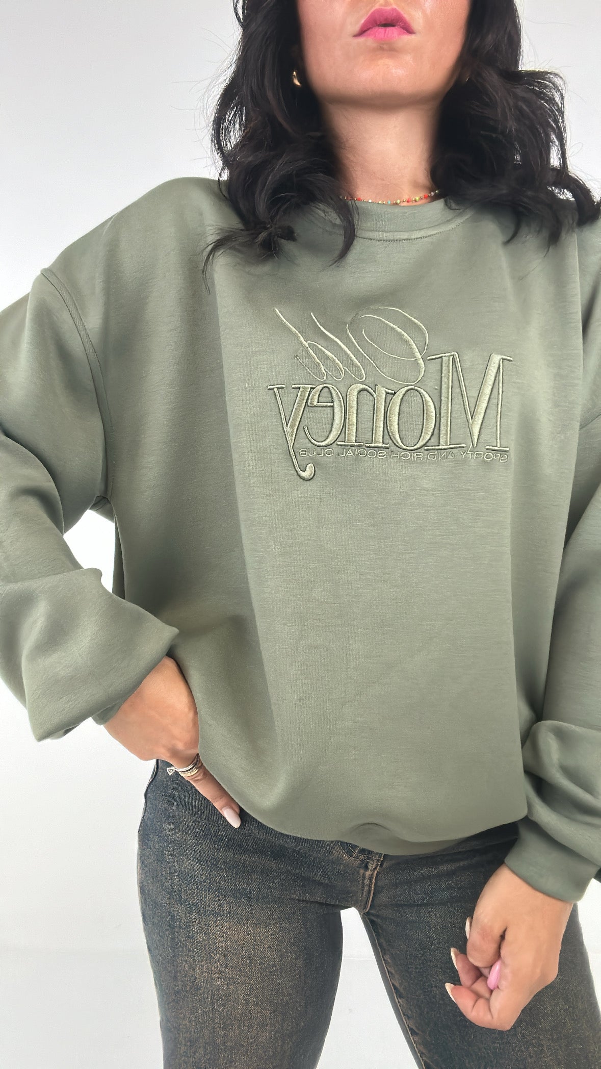 Felpa LUMINA OLD MONEY - VERDE MILITARE