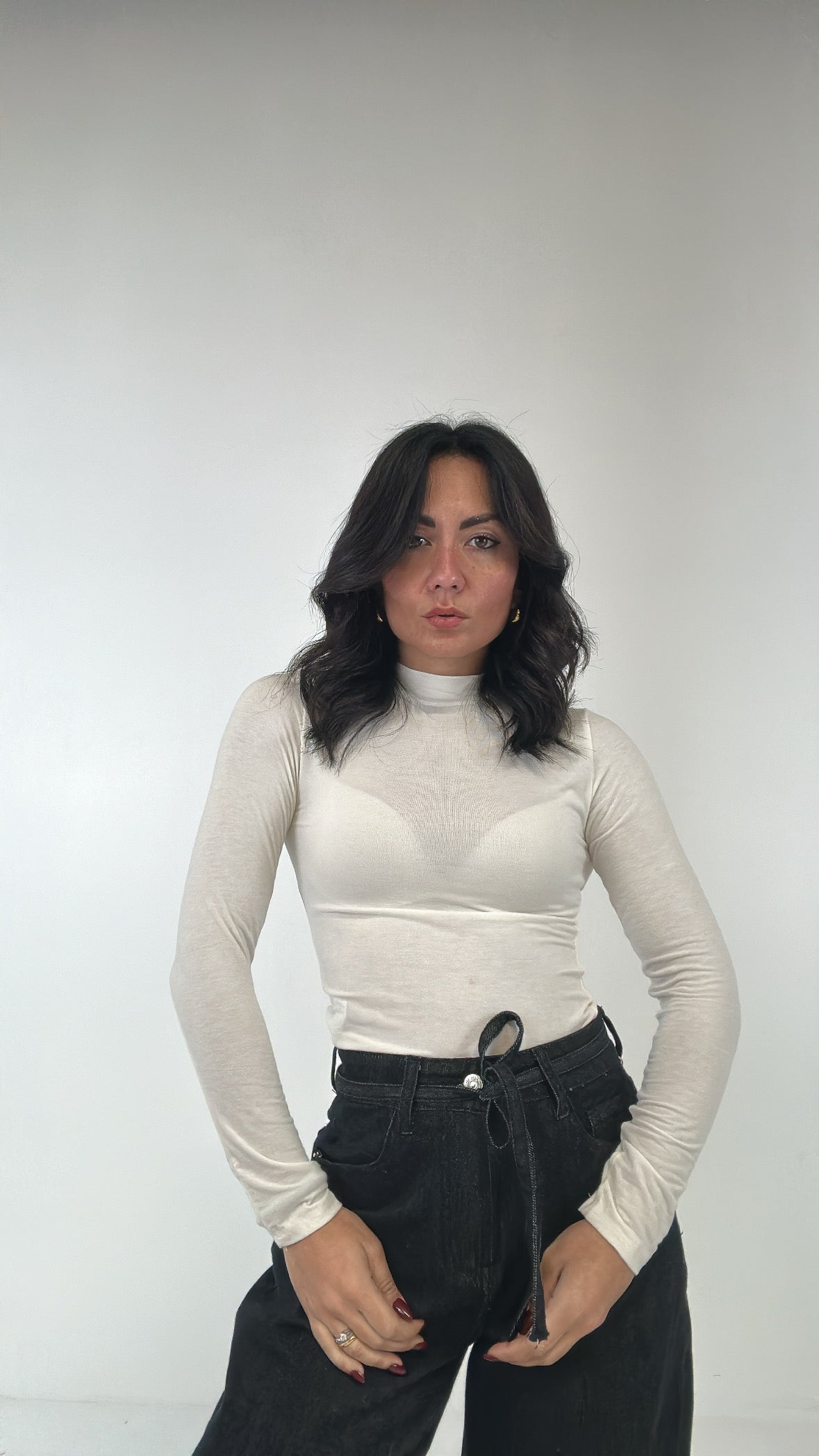 Maglia CON COLLO MANICA LUNGA - PANNA