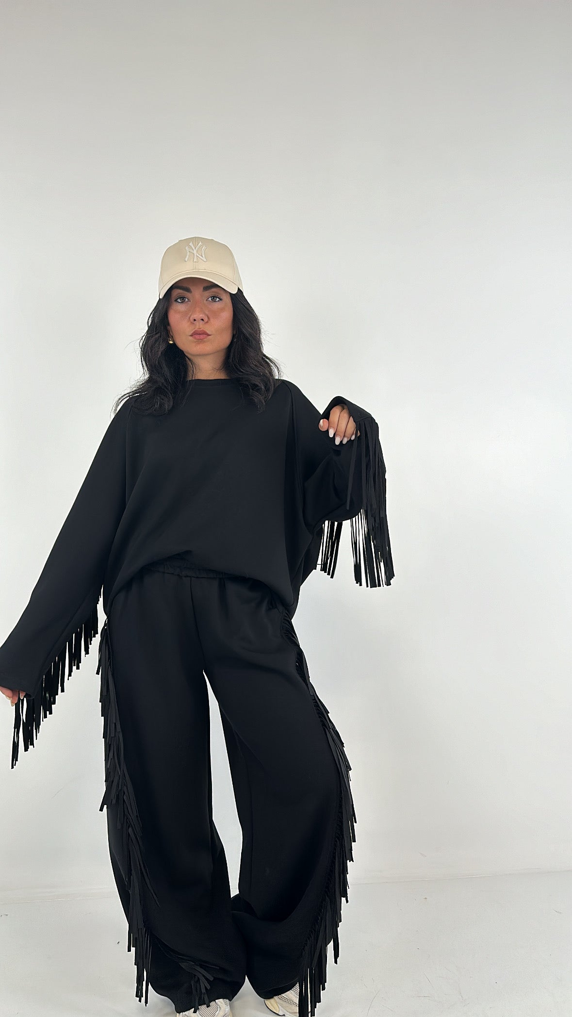 Pantalone LUMINA FRANGE - NERO