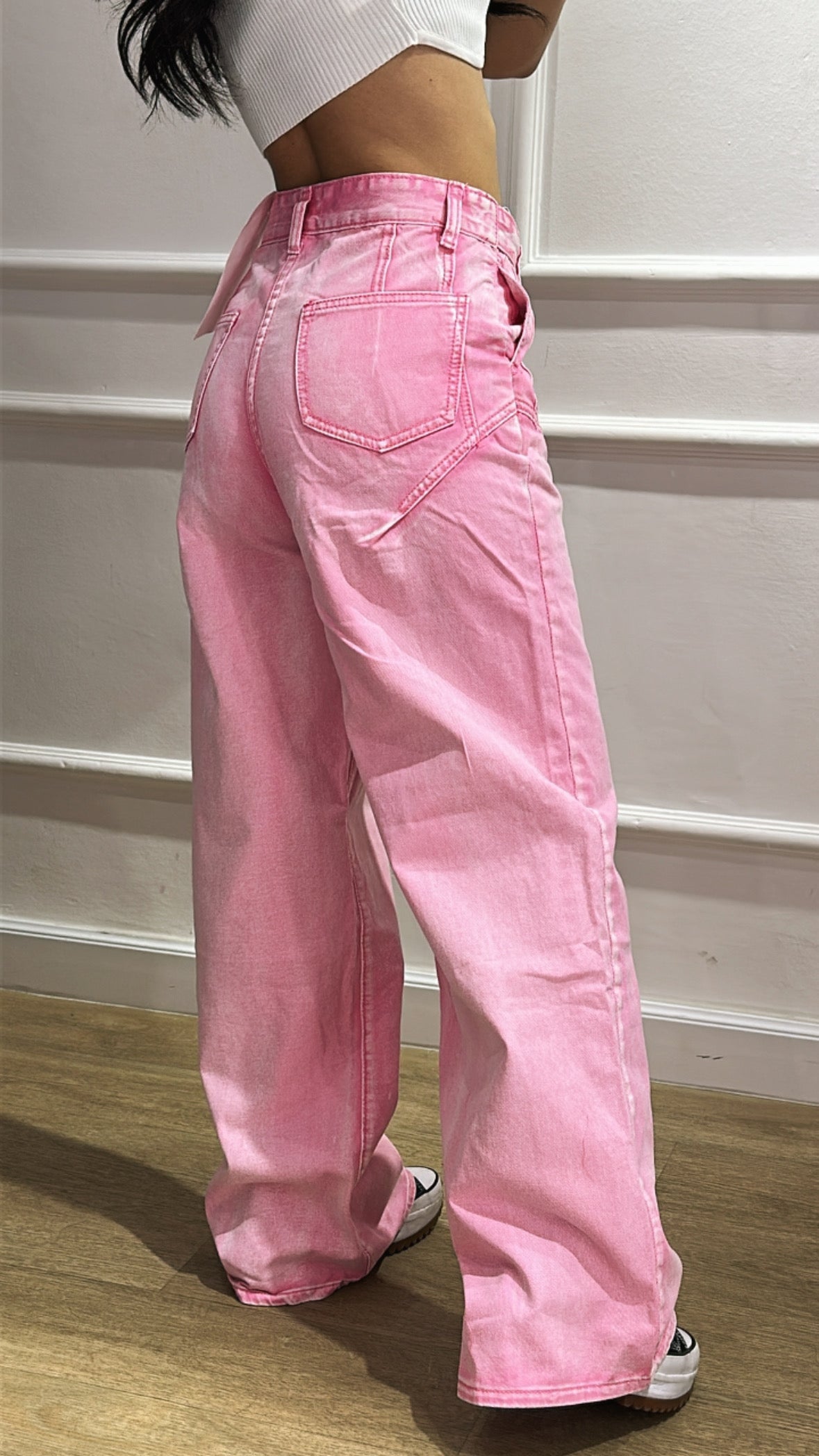 Jeans CINTO RISVOLTO - ROSA