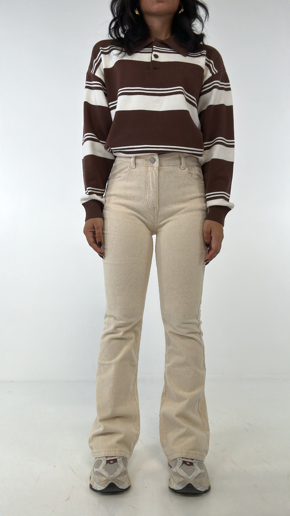 Pantalone ZAMPA IN VELLUTO - PANNA