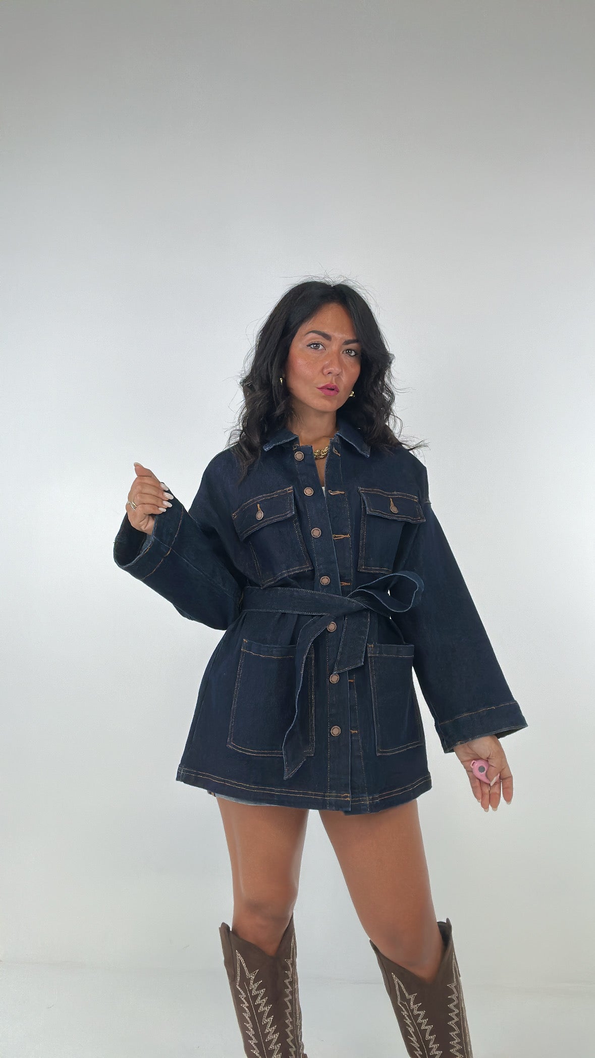 Giubbino CON CINTURA LAV0 - JEANS