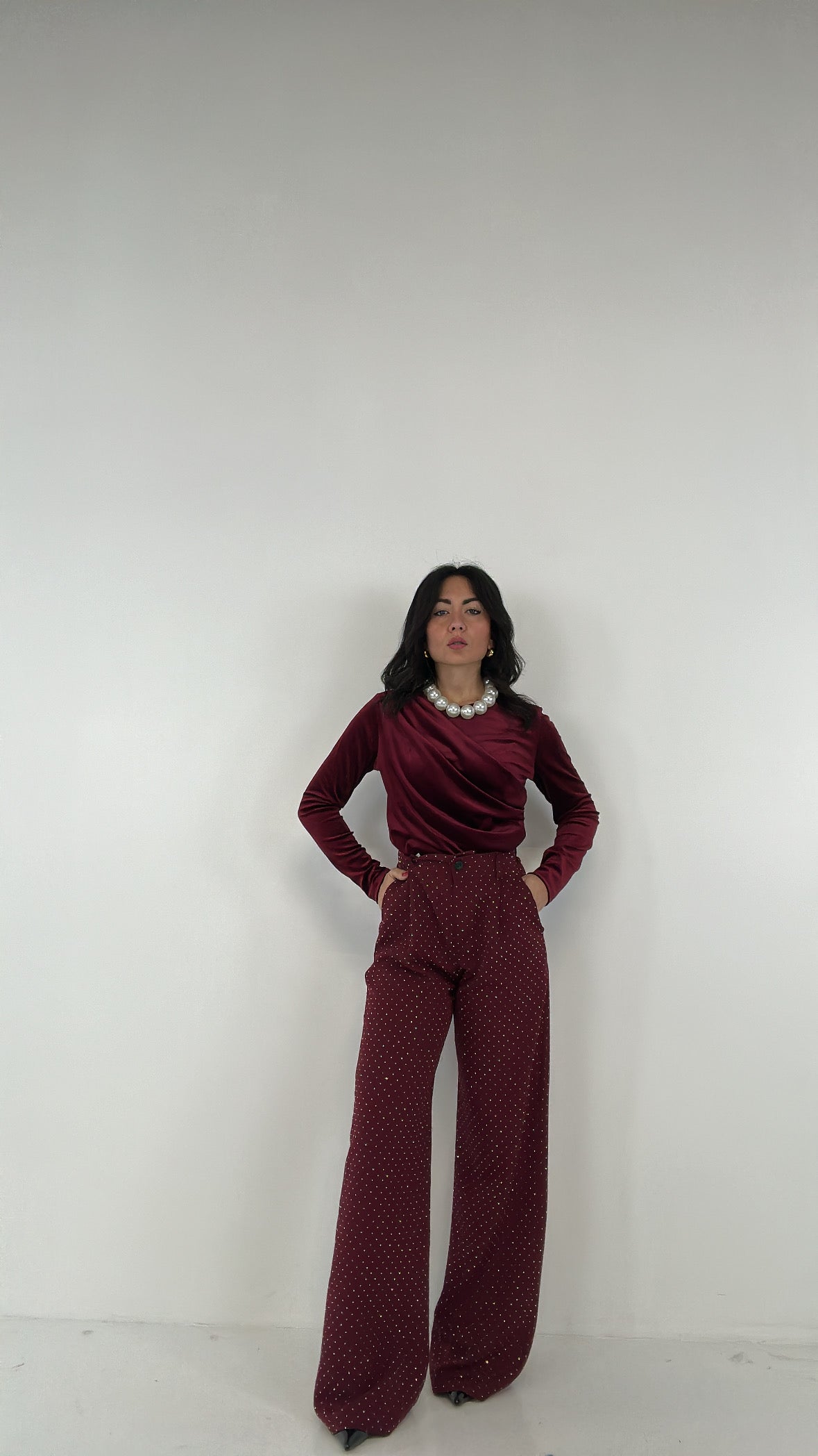 Pantalone PALAZZO BRILLANTINI - BORDEAUX