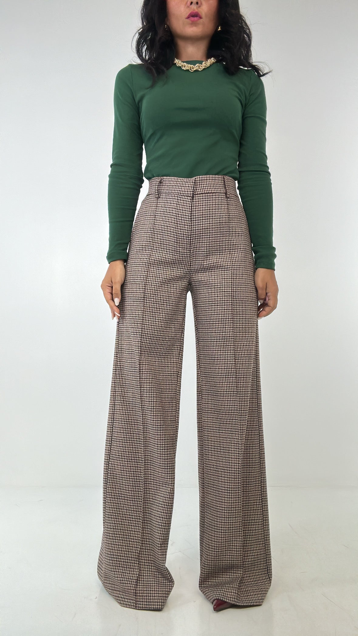 Pantalone LUMINA QUADRETTINI - BORDEAUX