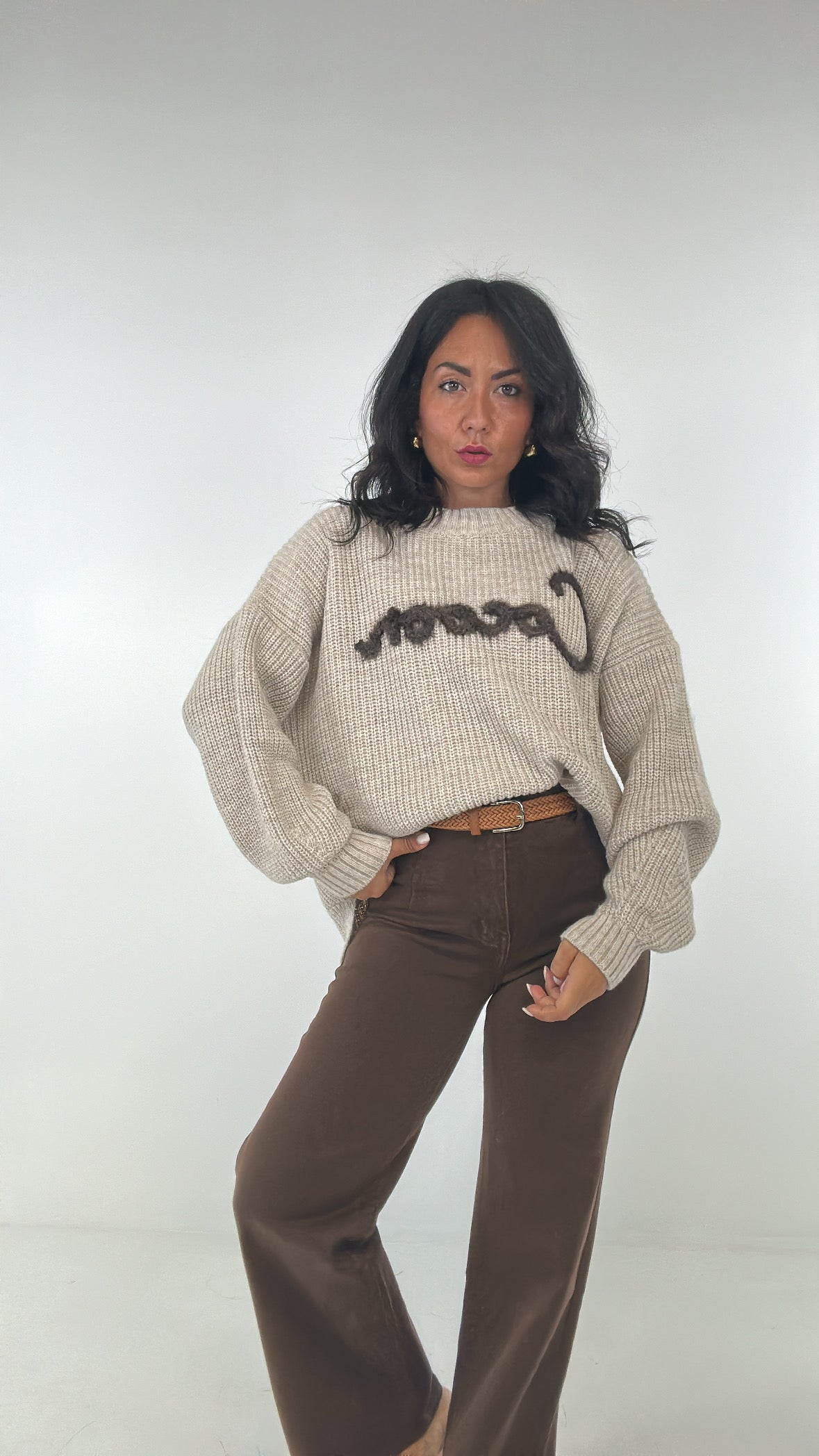 Pull LUMINA SCRITTE WINTER - PANNA
