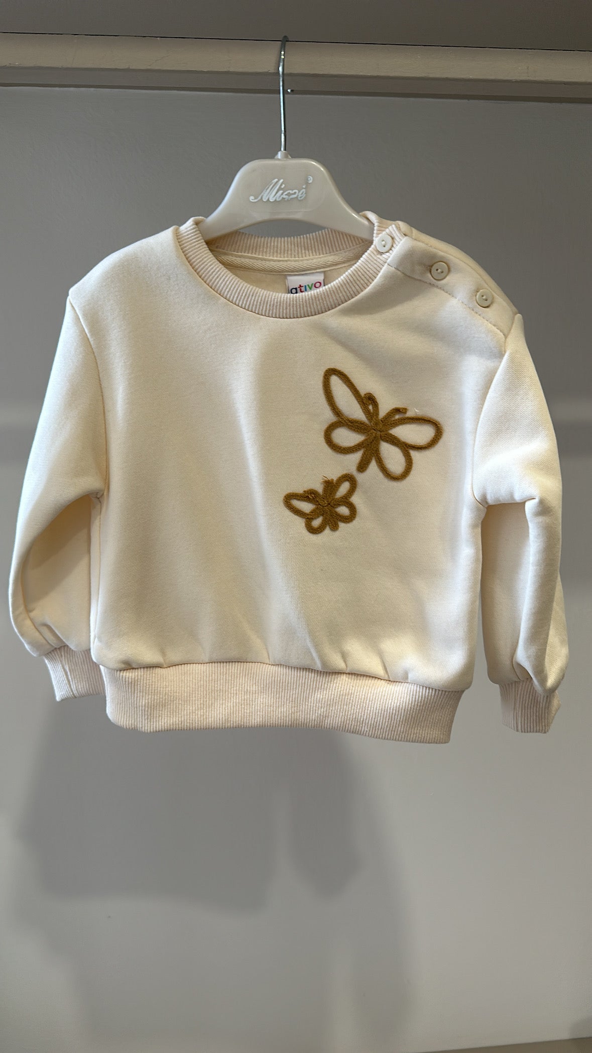 Felpa FARFALLE 6-36M - PANNA