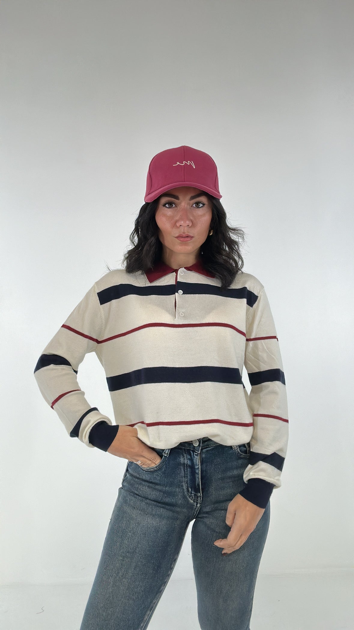 Pull POLO RIGHE - BIANCO