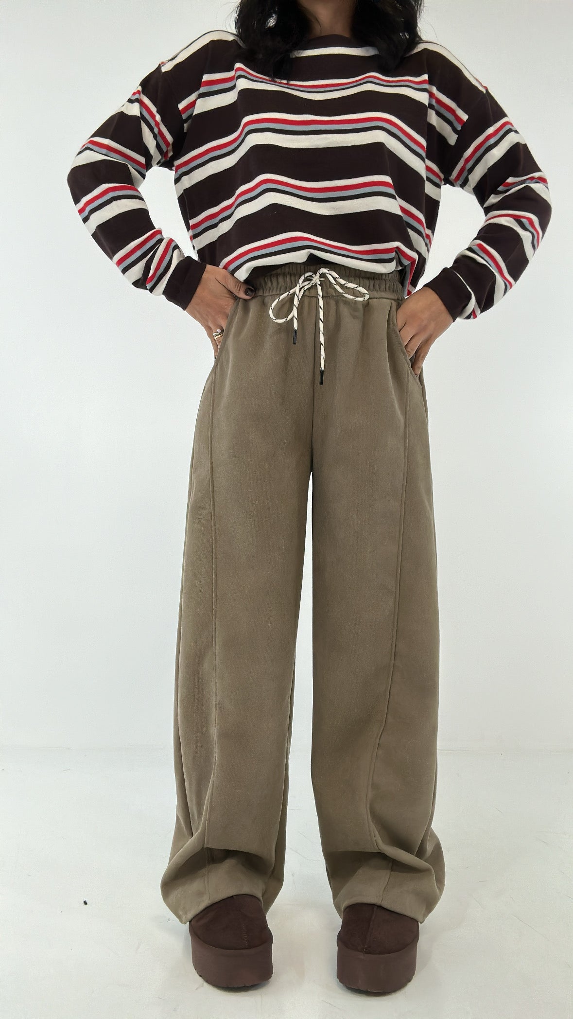 Pantalone BALLOON VELLUTO - KHAKI
